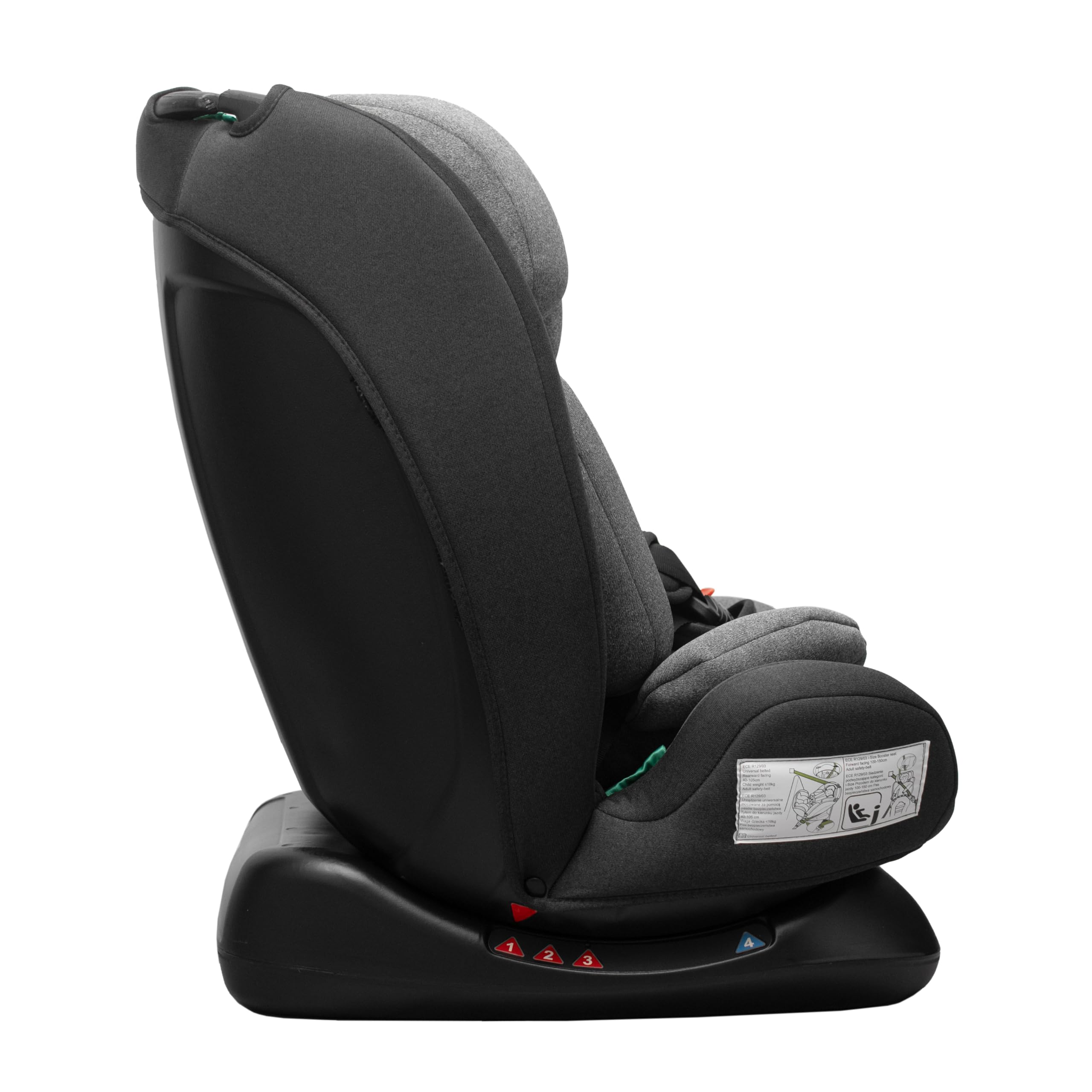 KidsZone YC11 Silla Coche sin Isofix 0-36 kg - Silla Coche Bebe Grupo 0 1 2 3, i-Size (40-150 cm) 0-12 años - Ajuste de la Inclinación del Asiento, Reposacabezas Ajustable, Negro-Gris