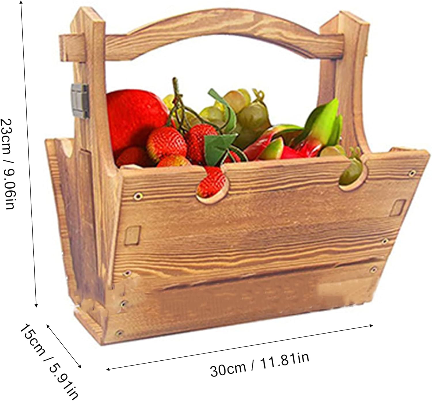 Picnic Table Wooden Folding Table 2-in-1 Basket Table with Wine Glass Holder Outdoor Storage Table Portable for Camping Beach Wine Lover Gift 11.8 * 9.1 * 5.9inch.