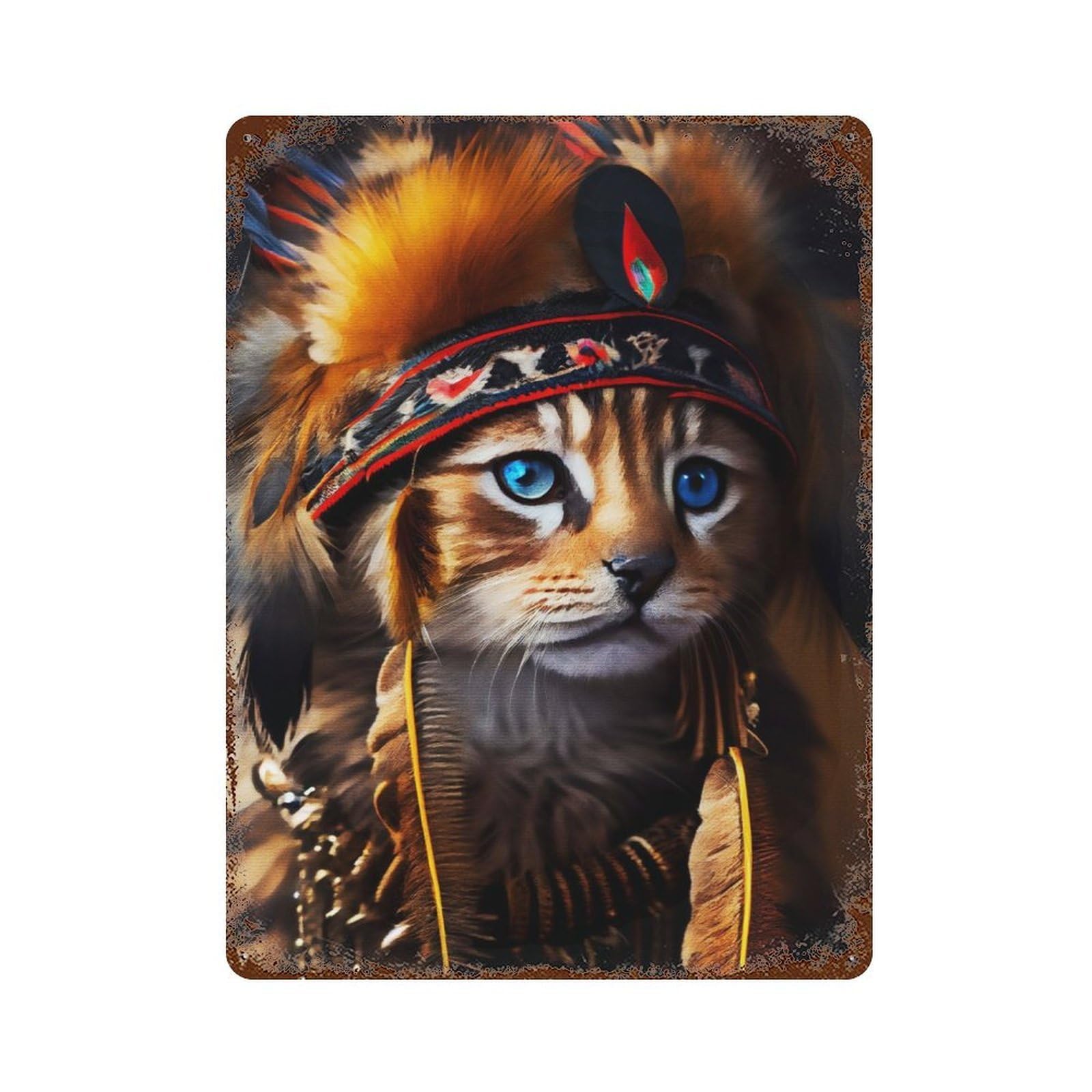 Cute Kitten Rusty Metal Tin Sign 15.7"x11.8", for Farmhouse, Kitchen And Entryway Decor, Rustic Home Decor