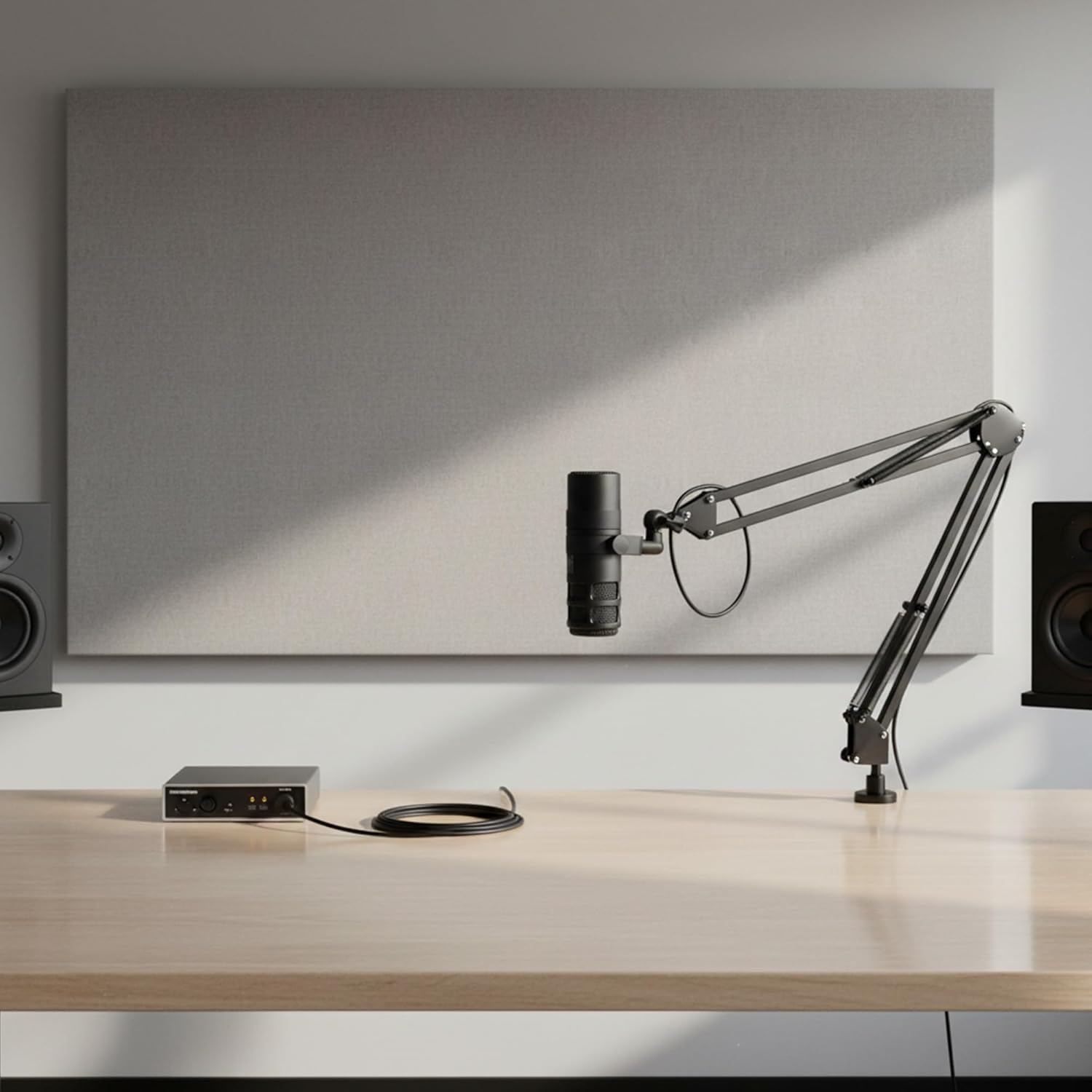 Audio-Technica AT2040 Hypercardioid Dynamic Podcast Microphone Bundle with Pop Filter, Boom Arm, XLR Cable, and Austin Bazaar Polishing Cloth