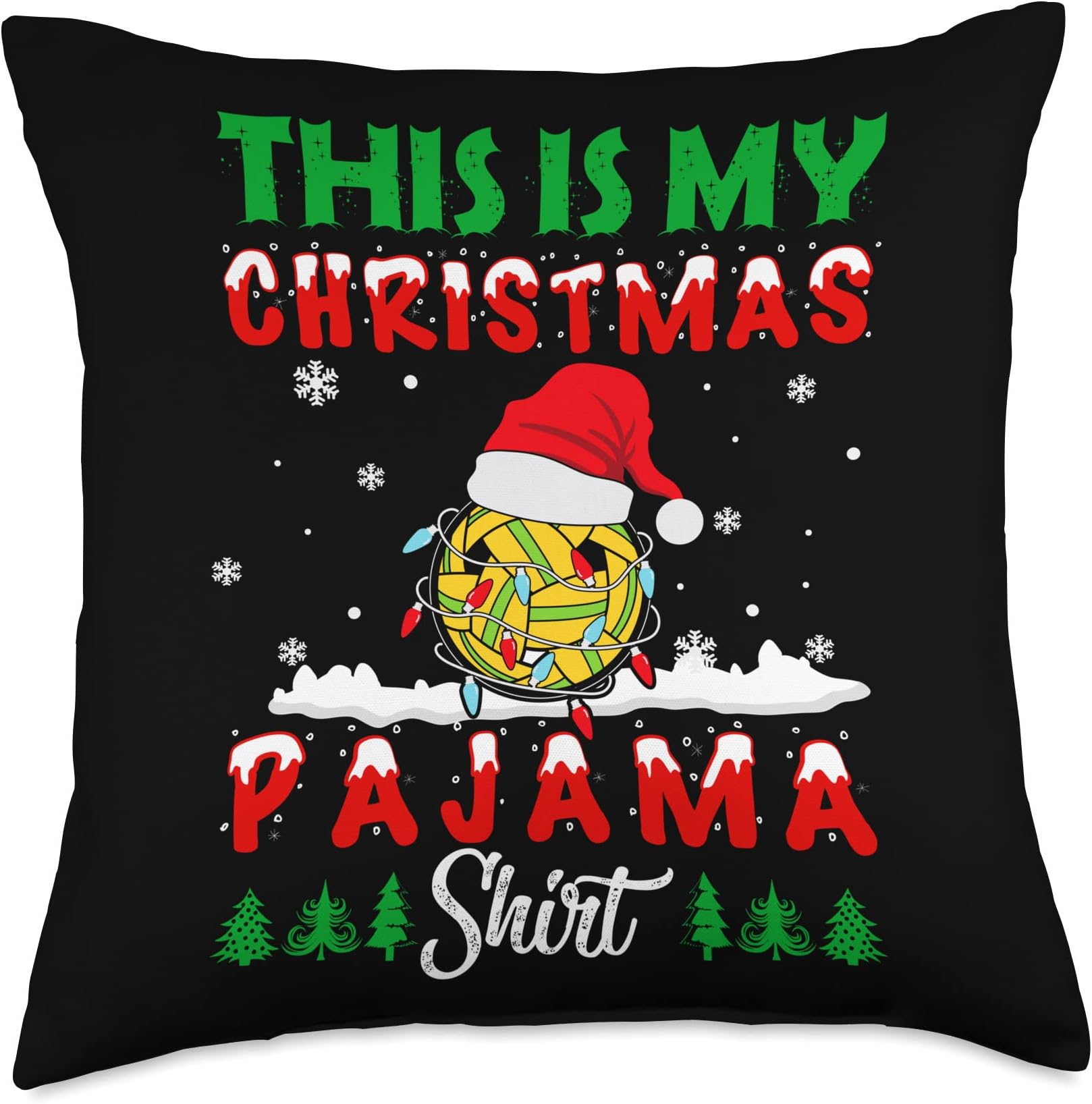 This Is My Christmas Pajama Seapak Takraw Santa Xmas Lights Throw Pillow