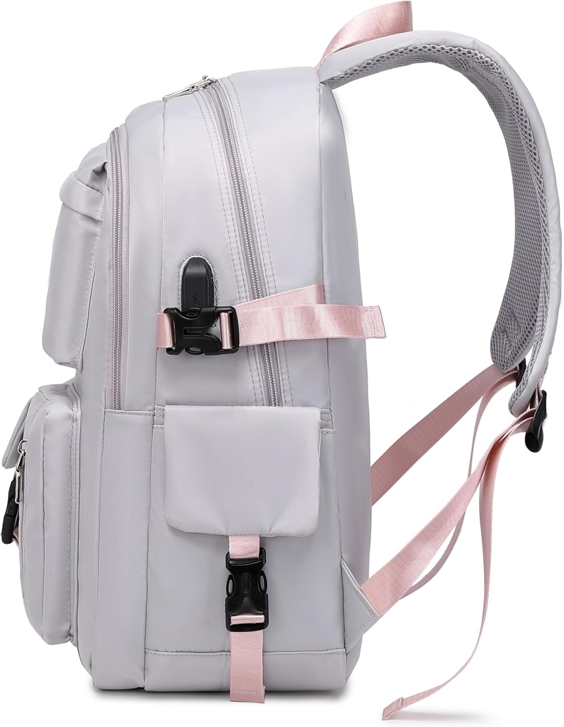 Waterproof School Backpack Set for Girl Fashion Women Backpack Purse College Bookbag Grey - Image 3