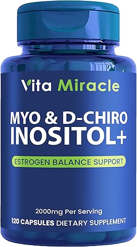 Suplemento de inositol Myo-Inositol y D-Chiro Inositol 120 cápsulas 2000mg Relación 401 Mezcla de alta potencia de mio y D Chiro inositol - Balance