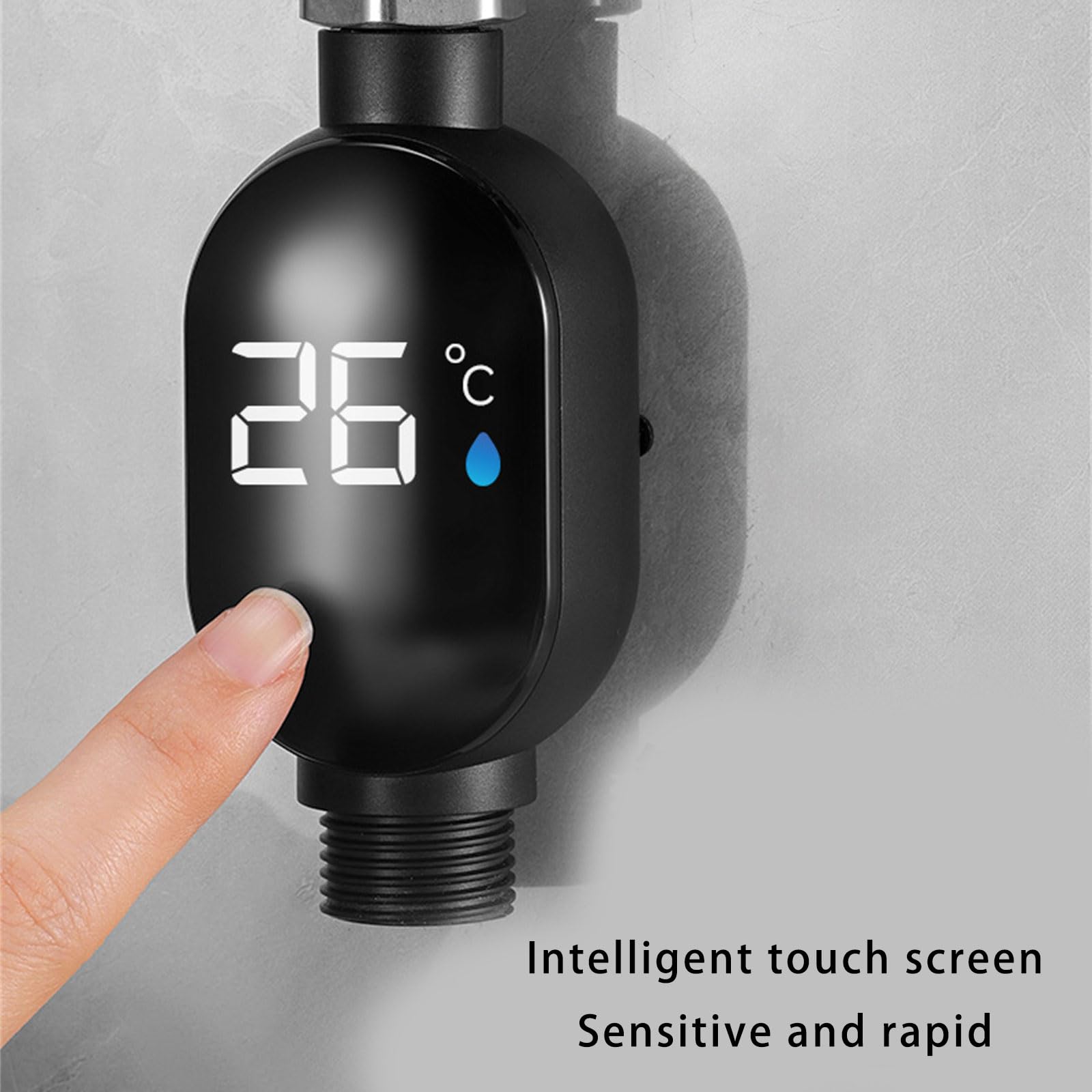 Soffione doccia impermeabile Display termico Display della temperatura Piccoli sensori Raccordo in acciaio Facile da installare per il bagno domestico Soffione doccia con temperatura