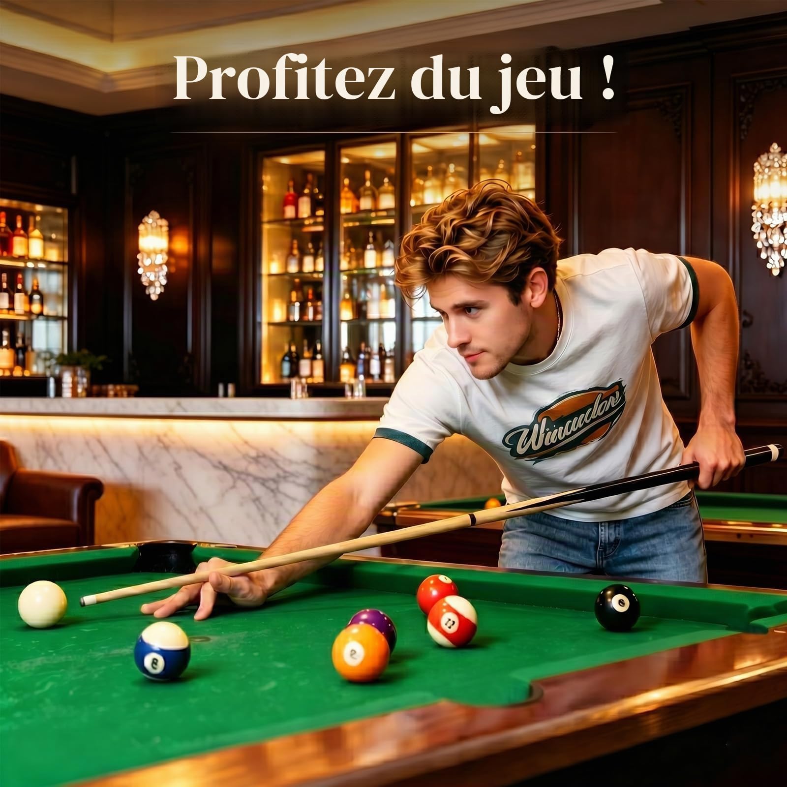 Queues de billard en bois de 91,4 cm/122,9 cm/147,7 cm - Bâtons de billard en bois dur - Pointes adhésives de 13 mm - Queues de billard