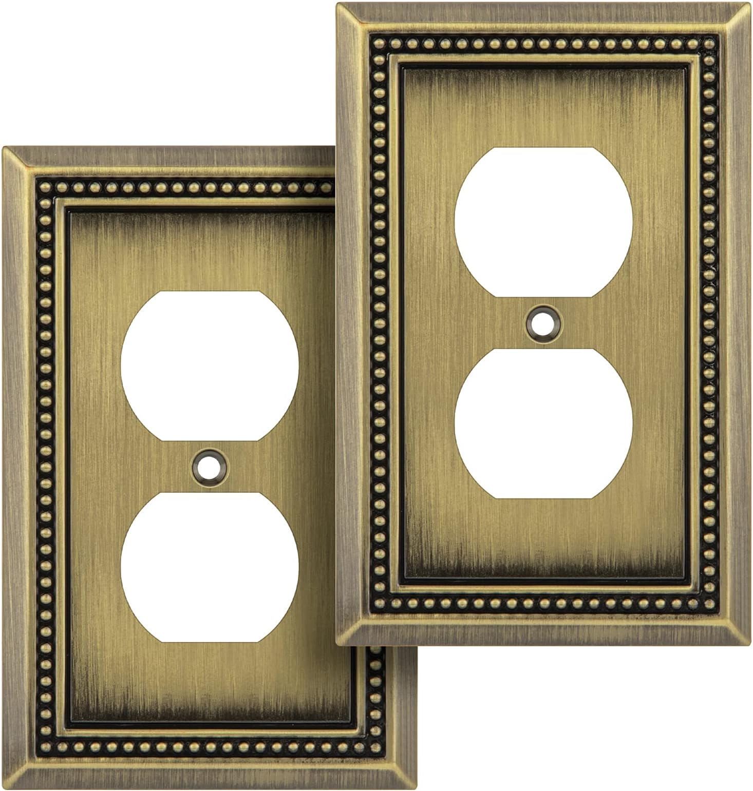 Henne Bery Sunken Pearls Heavy Duty Decorative Wall Plate Switch Plate Outlet Cover (Single Duplex, 2 Pack, Antique Brass)