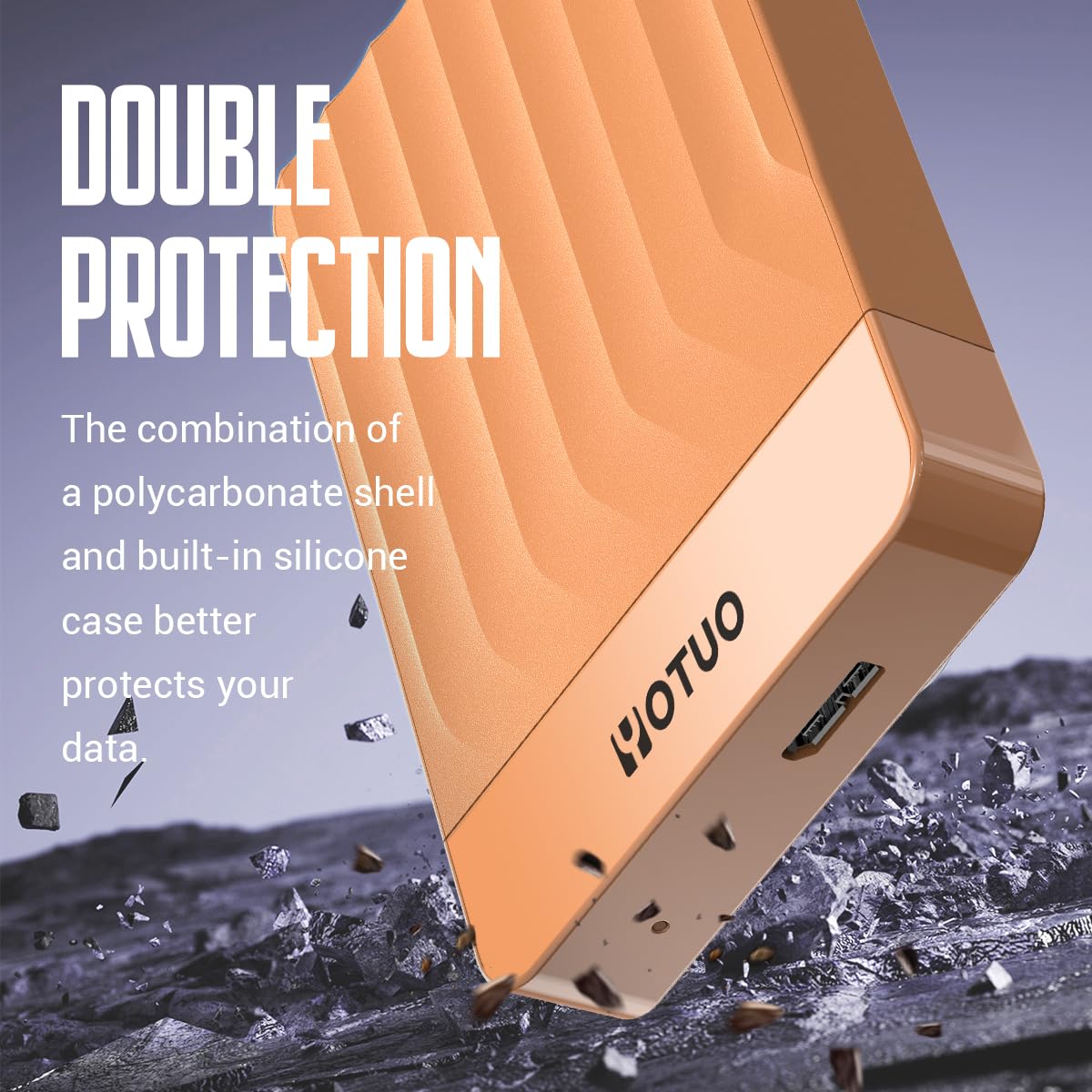 YOTUO Hard disk esterno portatile espansione hard disk mobile HDD USB 3.0 per PC, Mac, desktop, laptop, PS4, PS5, Xbox One X/S, Xbox 360, Xbox Series X/S, ufficio e giochi (arancione, 1 TB)