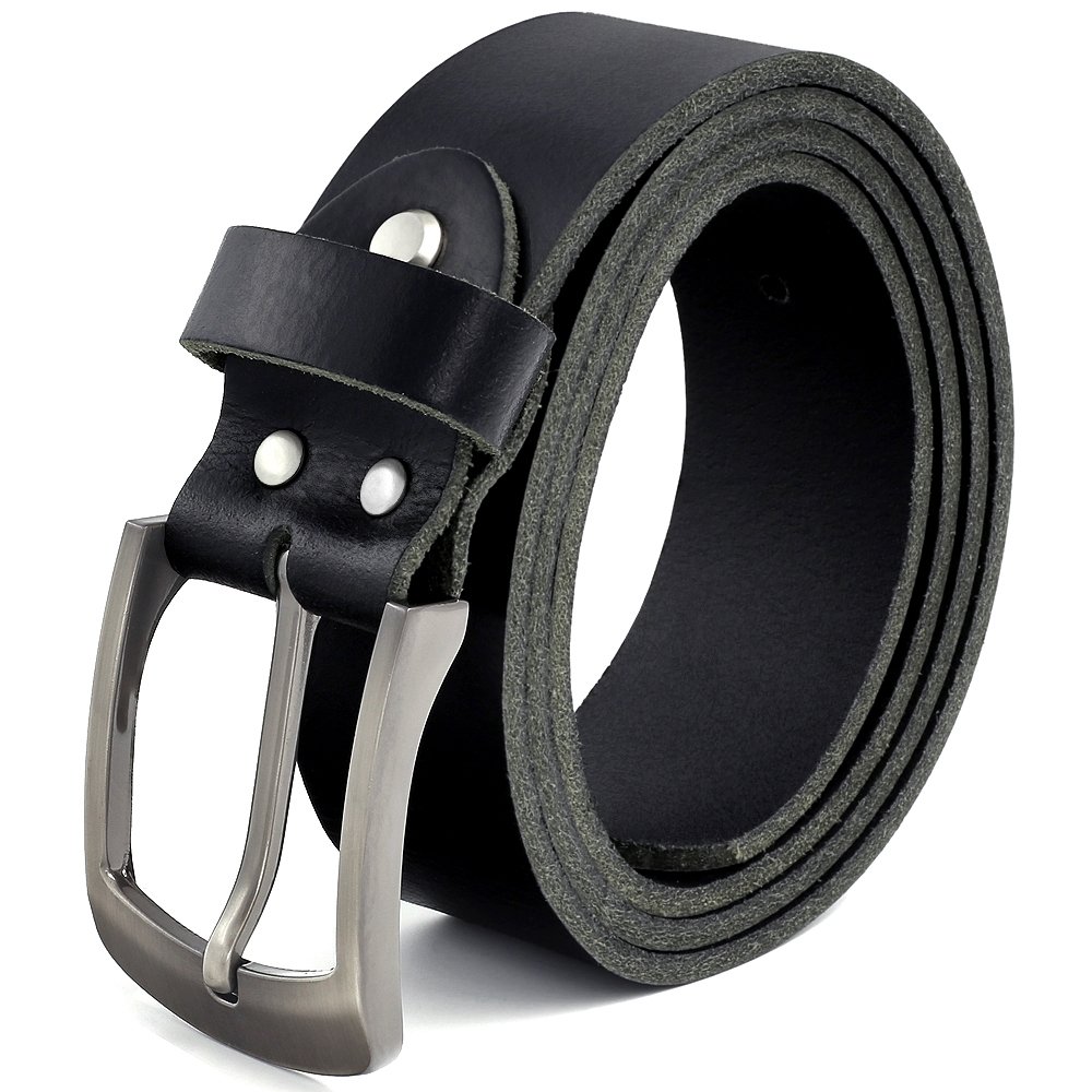 Fa.Volmer ® Gürtel Herren Ledergürtel aus Büffelleder für Männer Jeans Anzug Echtleder Schwarz 38mm breit kürzbar #10125 (Bundweite 95cm)
