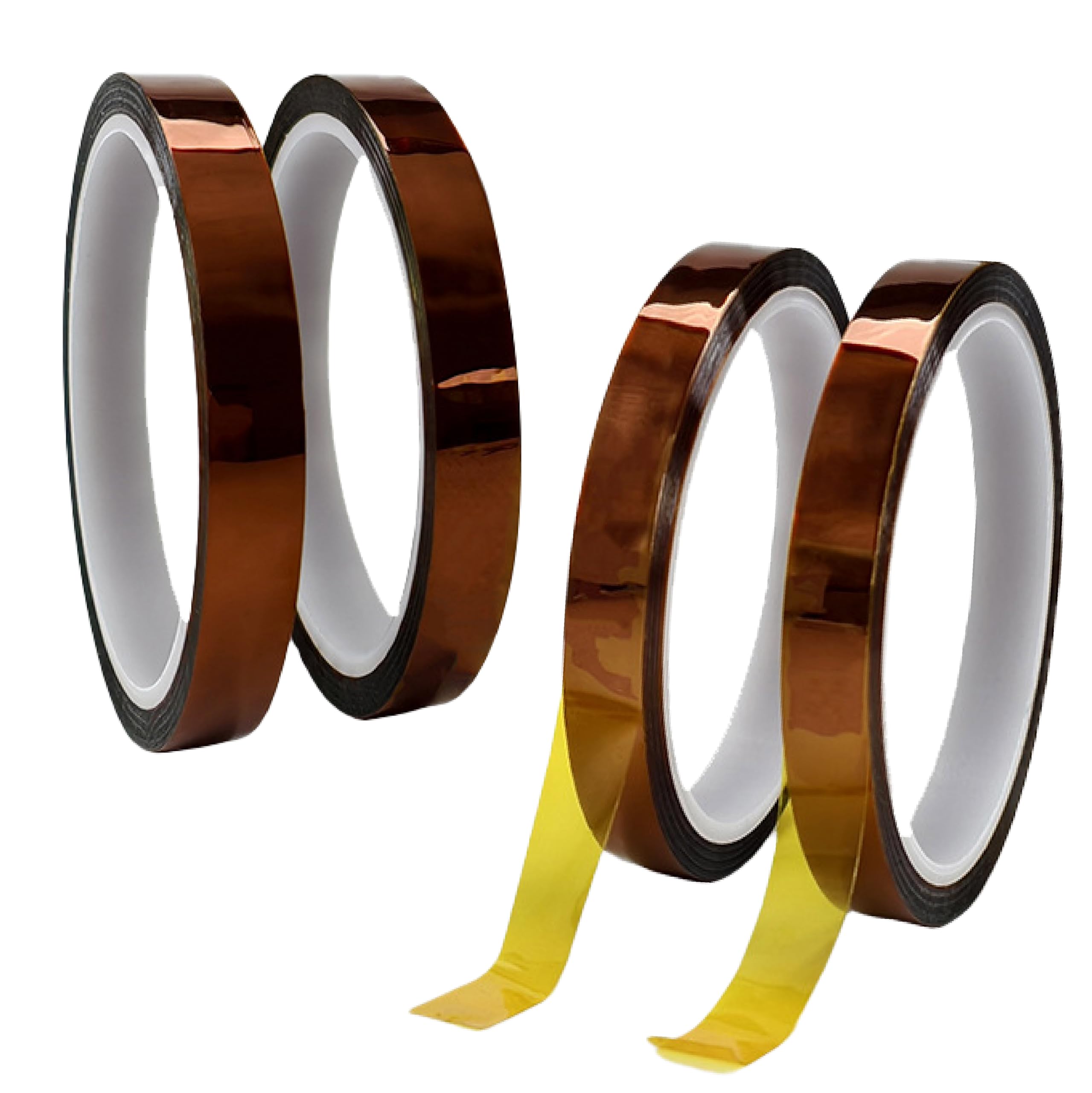 IIUIKOO Heat Tape,Heat Resistant Tape 4 Rolls high Temperature Adhesive Tape for Sublimation, Heat Press, Electronics, Soldering, Circuit Board, 10mm x 33m and 20mm x 33m Brown Vinyl Tape