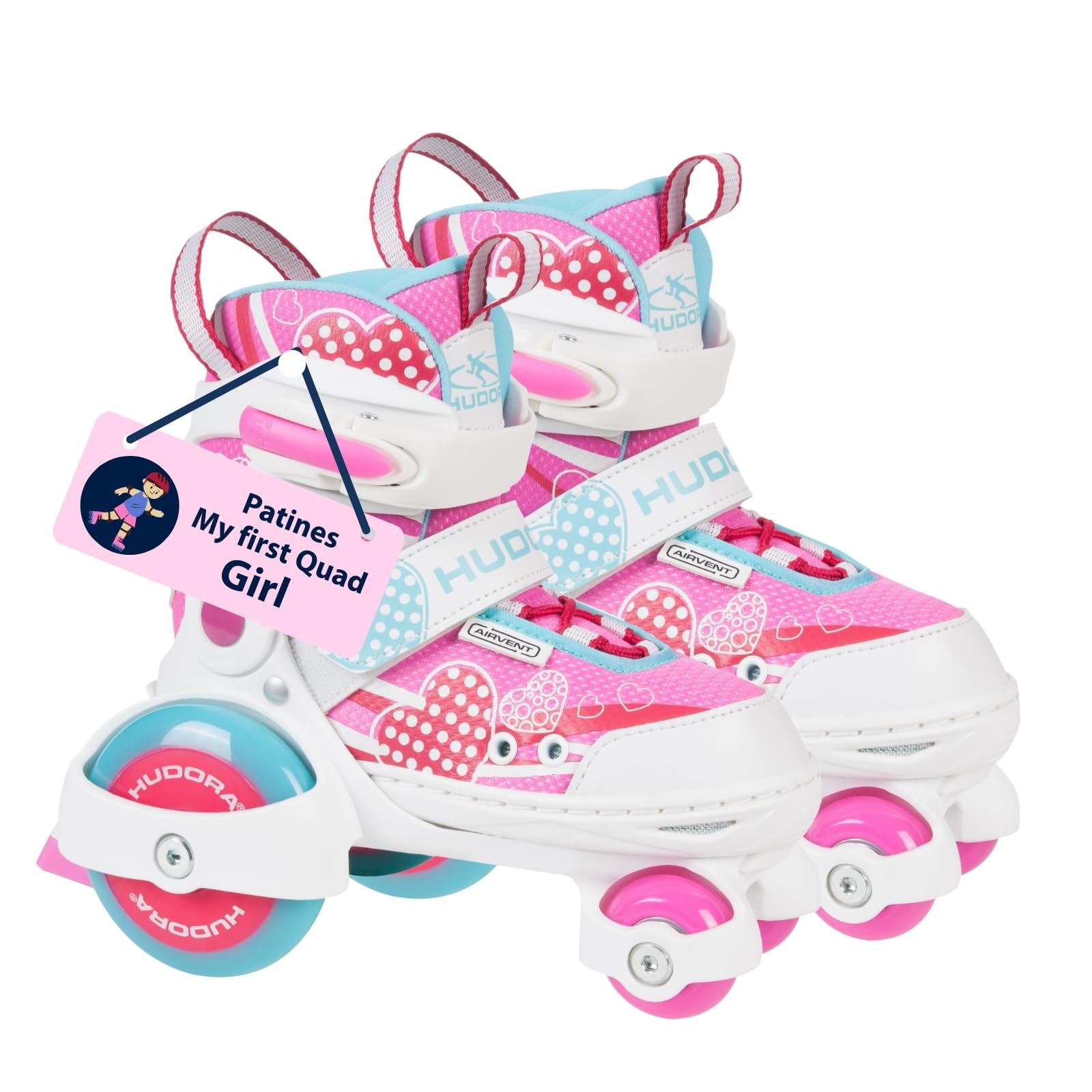 HUDORA Roller Skates My First Quad en Diferentes Tallas y Colores - Patines para niños hasta 20 kg, Ajustables, iniciación con Ruedas Grandes