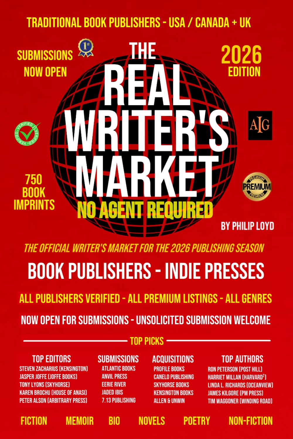 Real Writer's Market 2026: Get your book or novel published (not self-publishing) - unsolicited manuscripts welcome - now open for submissions - No Agent Required