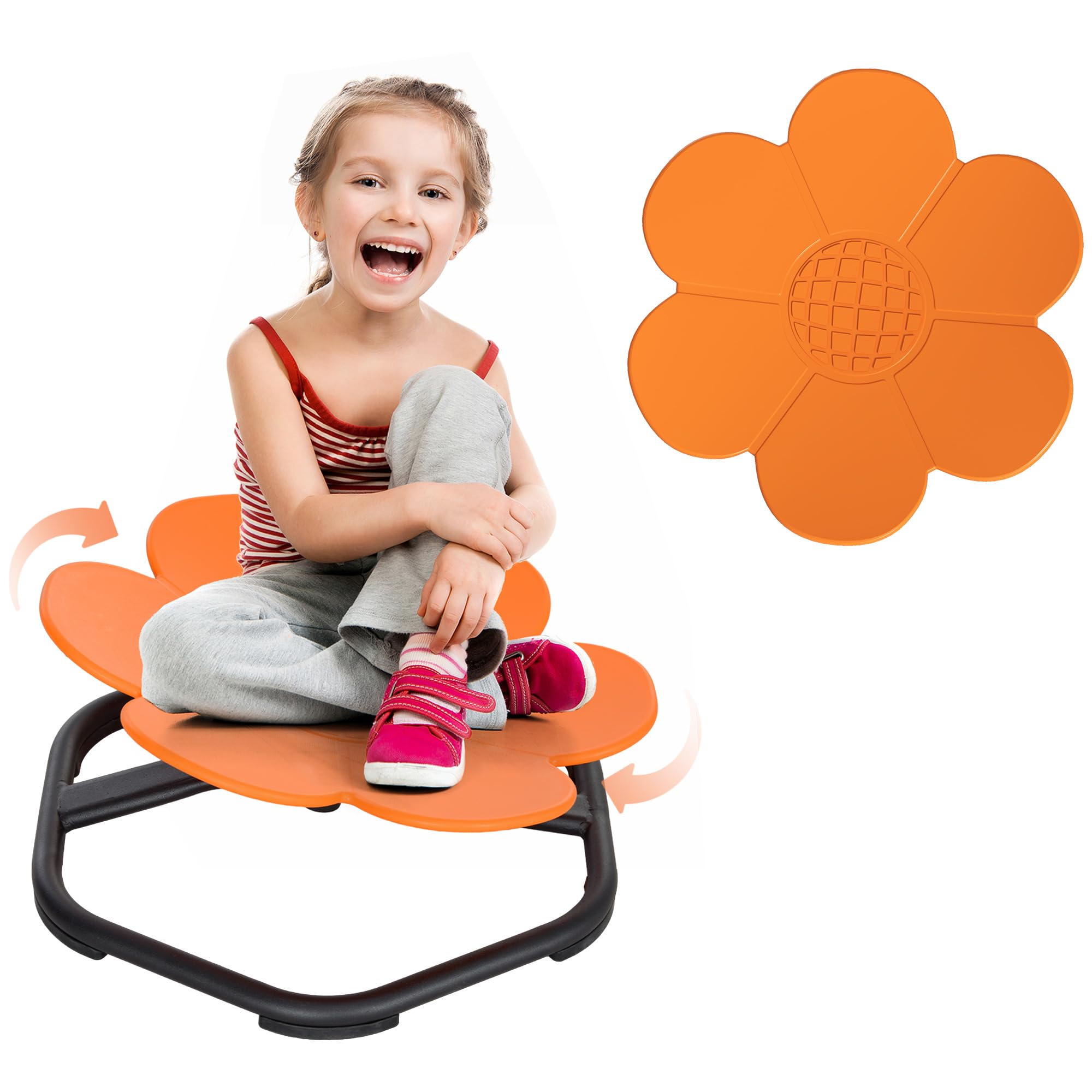 AIYAPLAY Karussell Kinder Drehstuhl 360° für Mädchen und Jungen Orange | Sensorischer Drehstuhl, Sensorisches Spielzeug für Autismus, Training Physische Koordination Gleichgewicht
