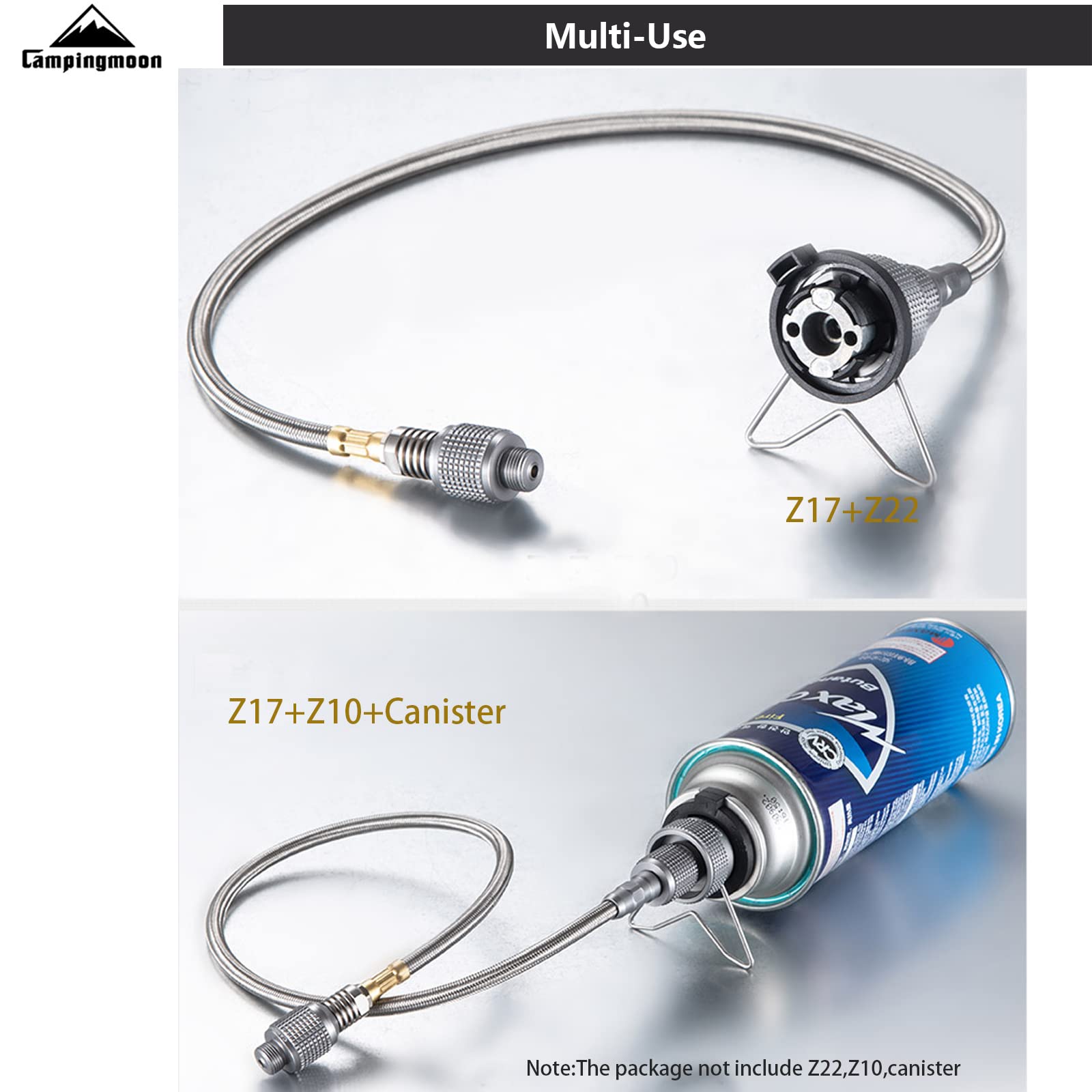 Campingmoon - Adattatore per tubo del gas da campeggio per valvola Lindal EN417 a vite, contenitore e dispositivo da 100 cm