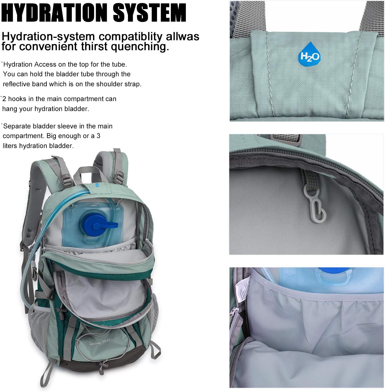 MOUNTAINTOP 40L Hiking Travel Backpack for Men Women with Rain Cover