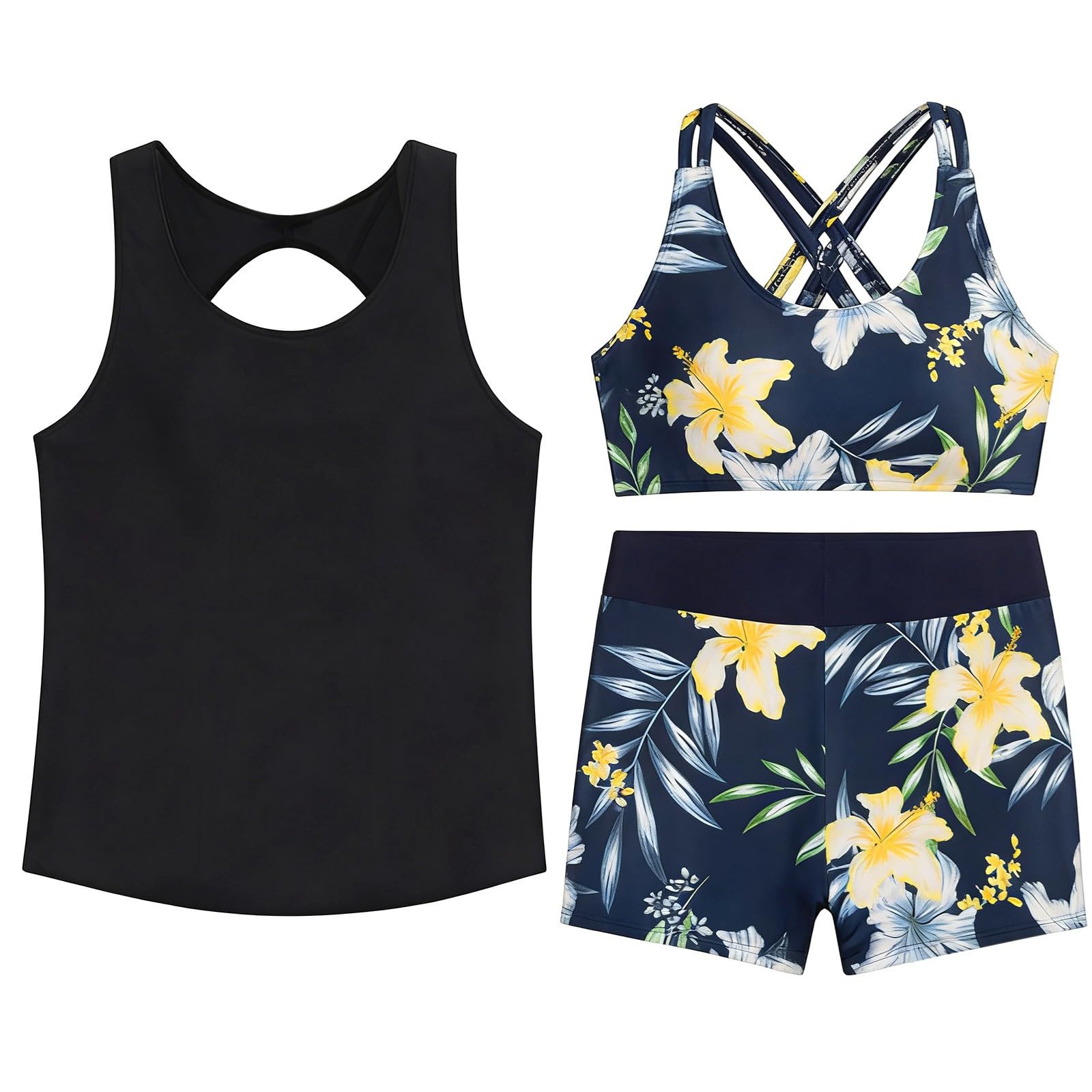 Generisch Costume da bagno da donna con stampa a gilet conservatore, costume da bagno da donna con alta protezione