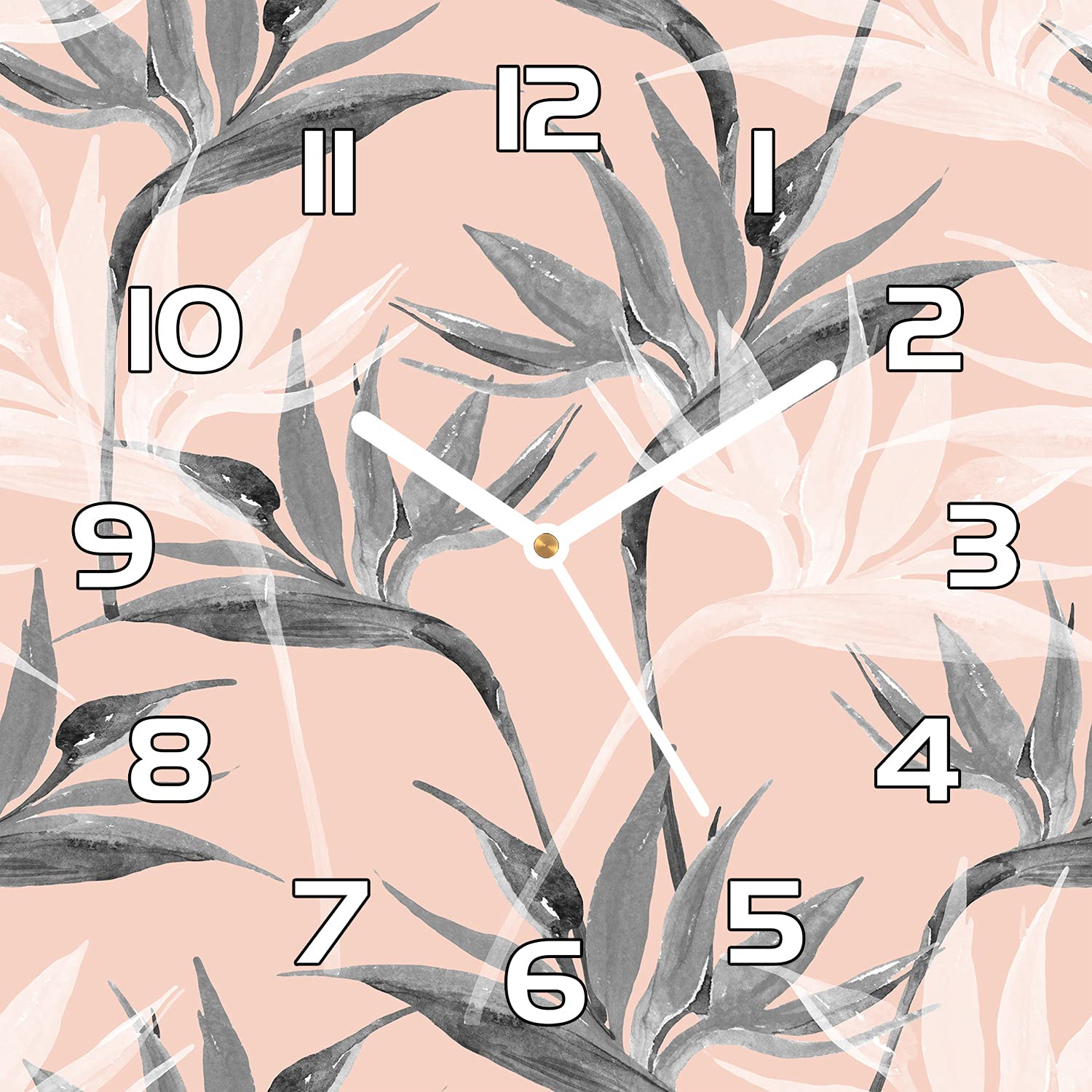 Horloge en verre moderne 30x30 cm pour salon et cuisine ambiance paradis oiseau