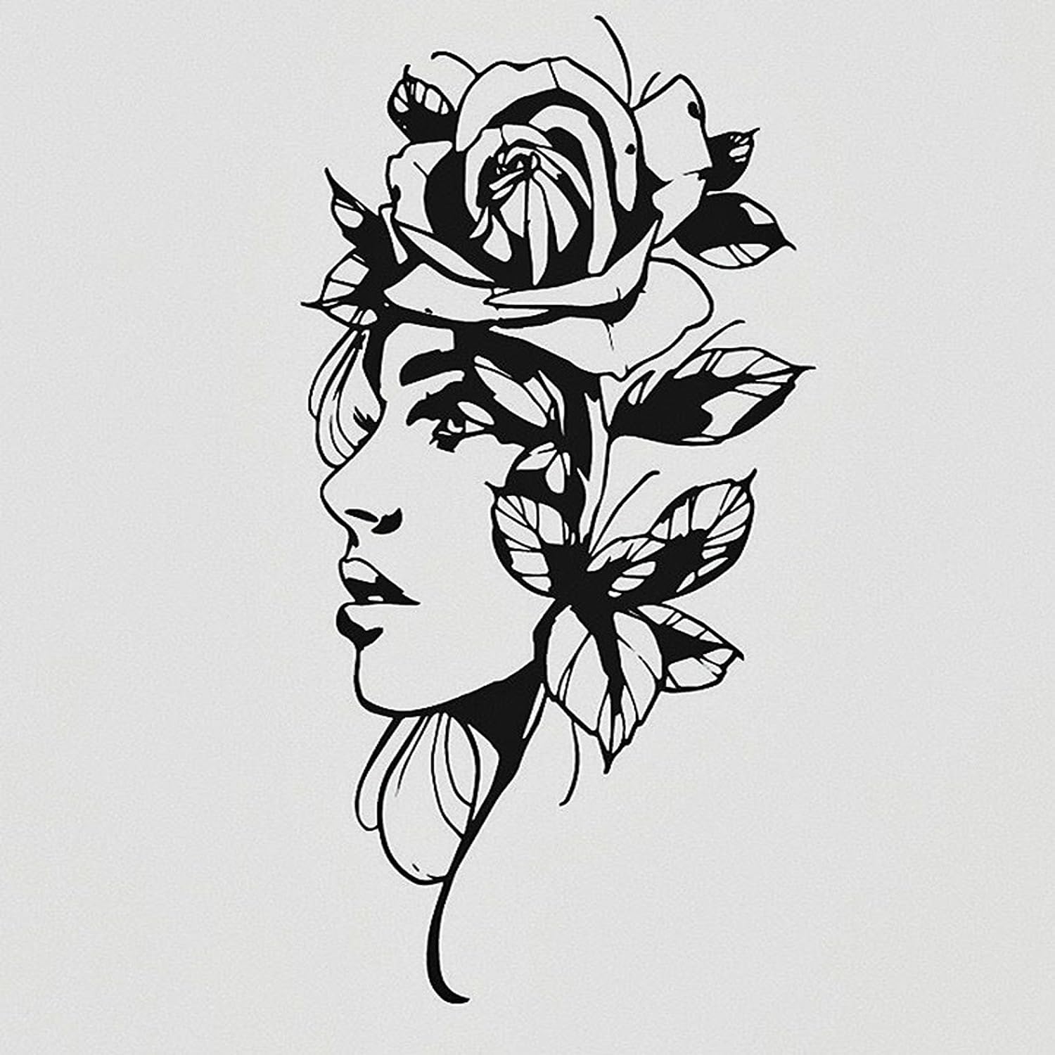 Simply Inked Floral Beauty Semi Permanent Tattoo Designer Semi-Permanent Tattoo for Girls Boys Men Women waterproof Sticker Size: 4.4 x 7.2 inch l Blue Black l 2g