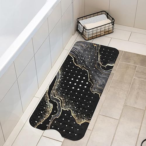 Miniatura 6 de LNOND Tapete de baño de mármol antideslizante, extra largo de 40 x 16 pulgadas, tapete antideslizante para bañera, tapete de ducha de mármol negro