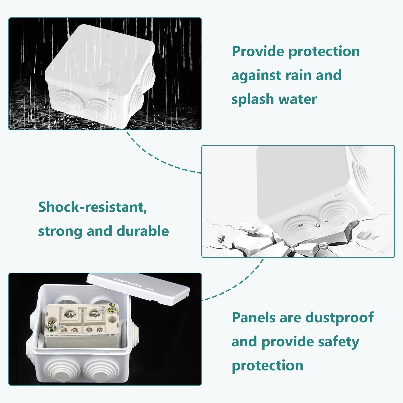 2 x IP65 Waterproof Junction Boxes, Electrical Project Box, Weatherproof Electrical Enclosure - Image 4