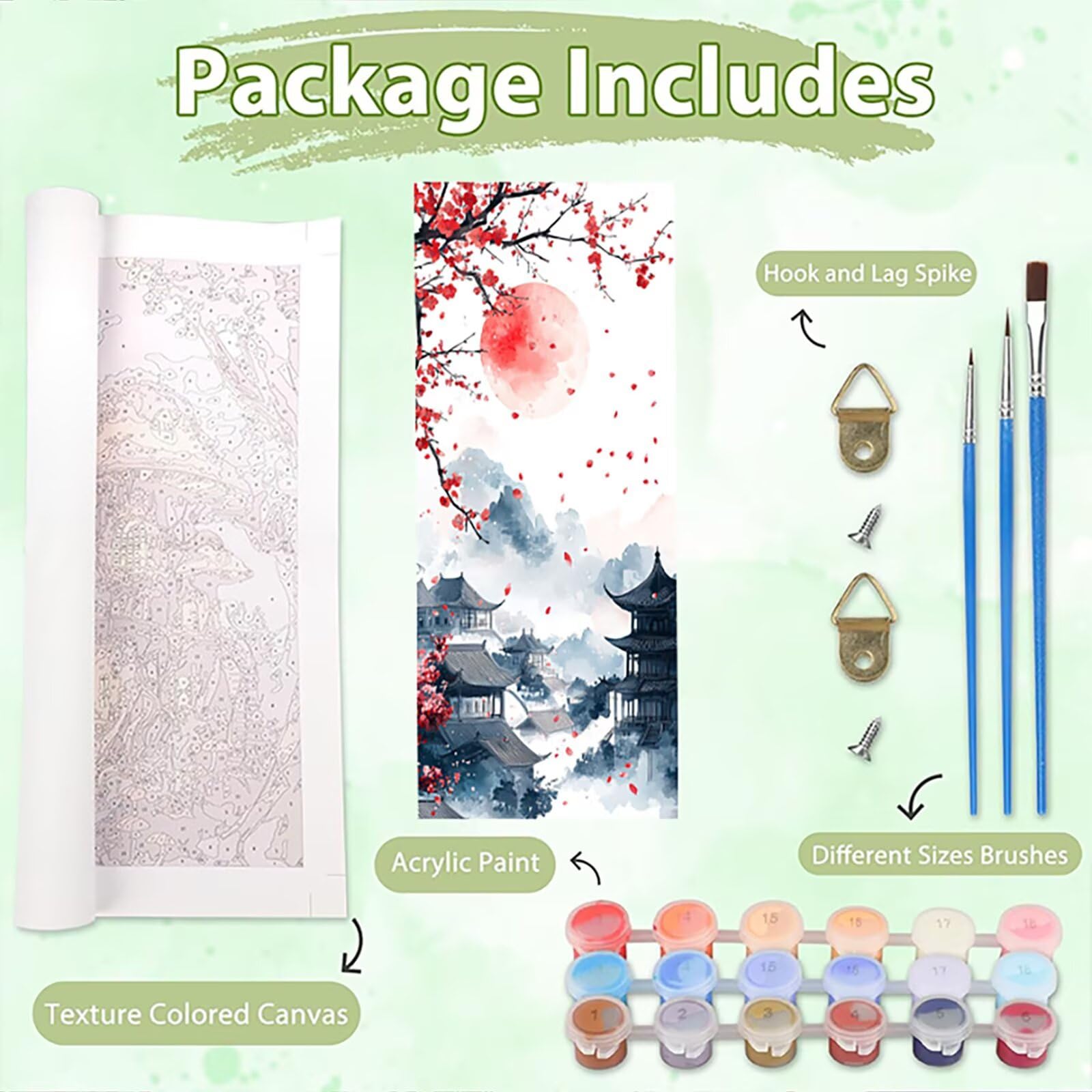 Malen Nach Zahlen 50x150cm Leinwand Dachboden Malen Nach Zahlen Erwachsene mit Ohne Rahmen, DIY Kreativ Set für Erwachsene mit Pinseln und Acrylfarbe, Zimmer Deko Blüten 1 Landschaft Geschenk, P0M-917