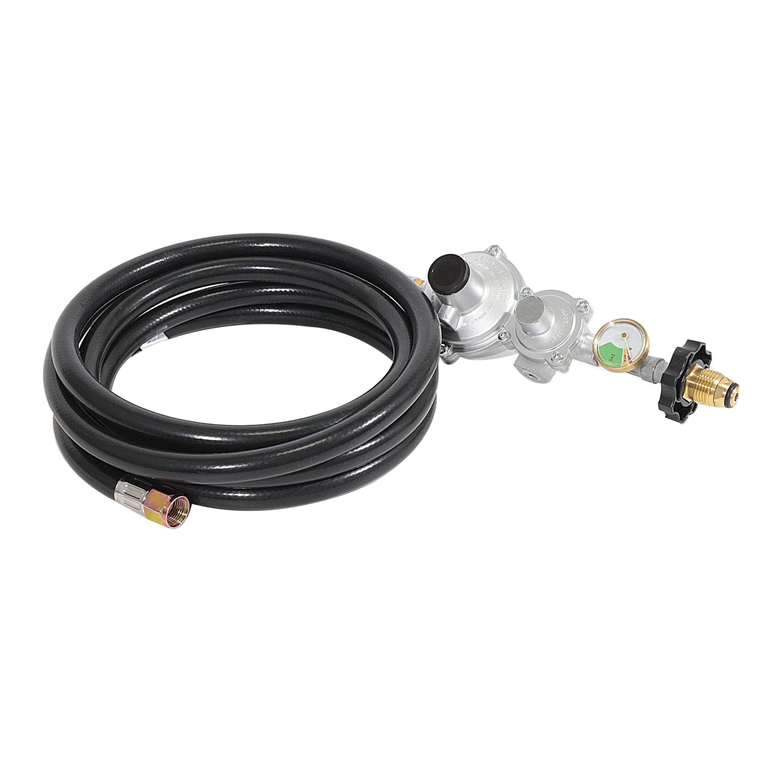 Ulepszony dwustopniowy regulator propanu z manometrem - wąż wysokociśnieniowy 1,5 m - pochodnia żeńska 1 cm - do grilli, grzejników, palenisk, kuchenek gazowych i generatorów