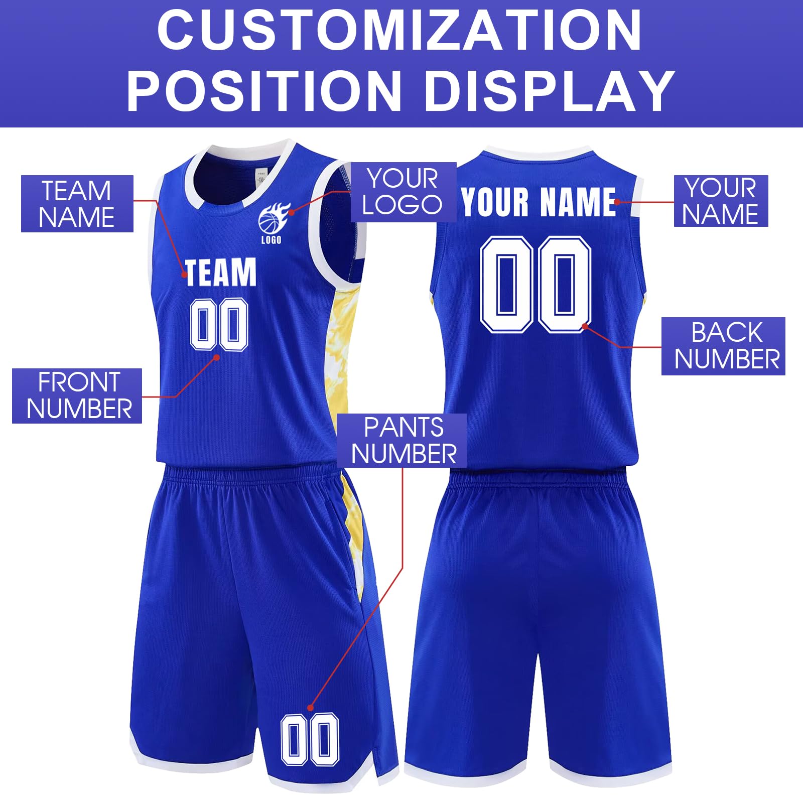 Générique Maillot Personnalisé Basket Enfant,Tenue Basket Enfant Garcon,Maillot Personnalisable Nom,Numéro et Logo