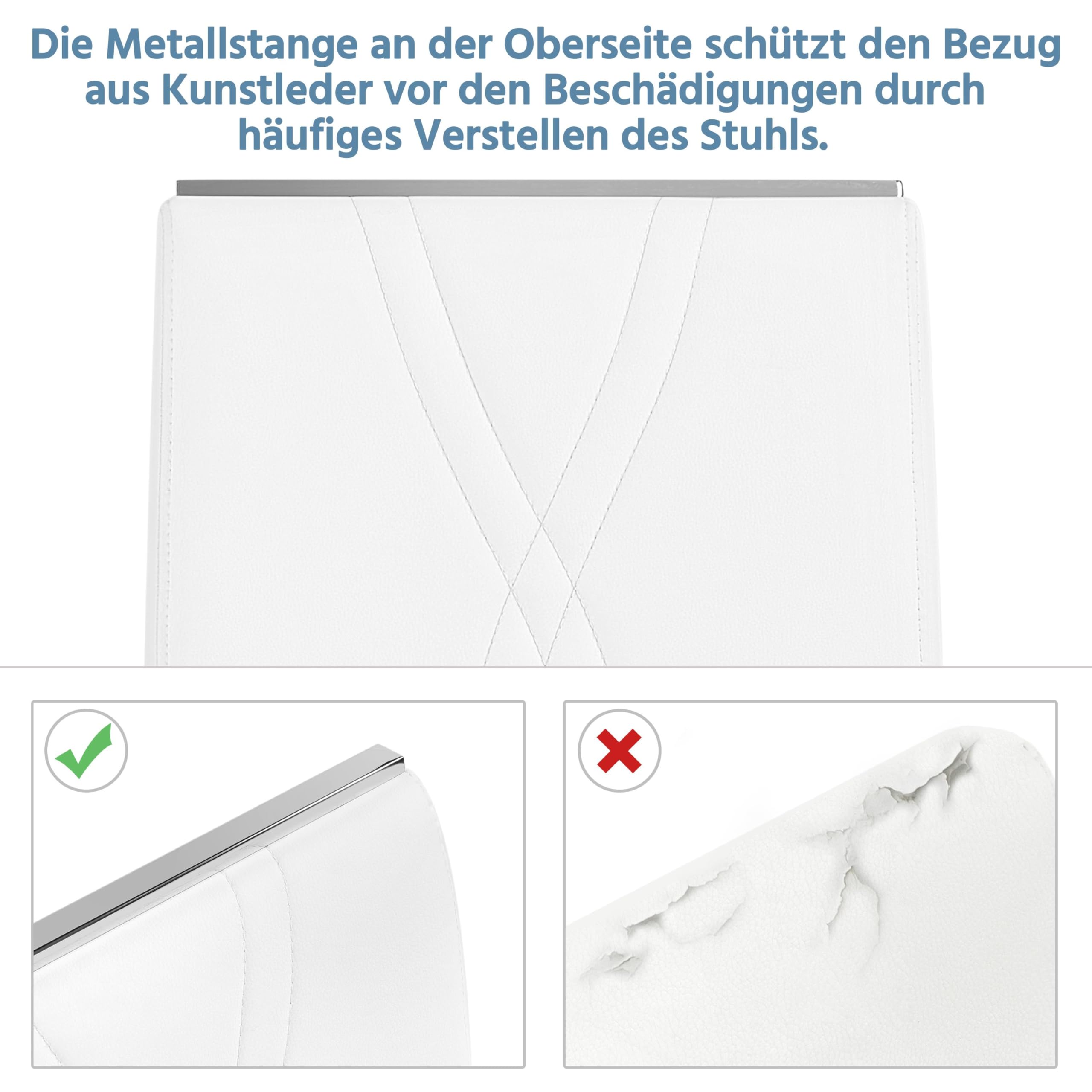 Yaheetech 2er Set Esszimmerstühle mit Metalluntergestell Küchenstuhl Weiß