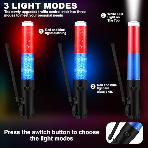 Miniatura 3 de Weewooday Paquete de 2 varitas de control de tráfico aéreo de seguridad de 11 pulgadas, varita LED de señal de tráfico linterna control de seguridad