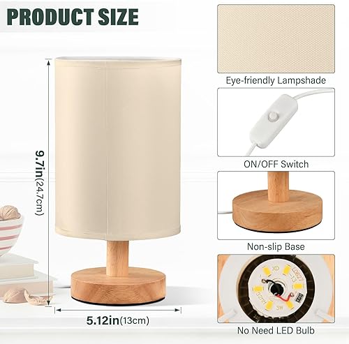 Miniatura 3 de Yuiboo Lámparas de mesa Lámpara lateral de mesa con pantallas de lámpara Papayawhip Luz de noche para guardería biblioteca lamparas para sala de mesa