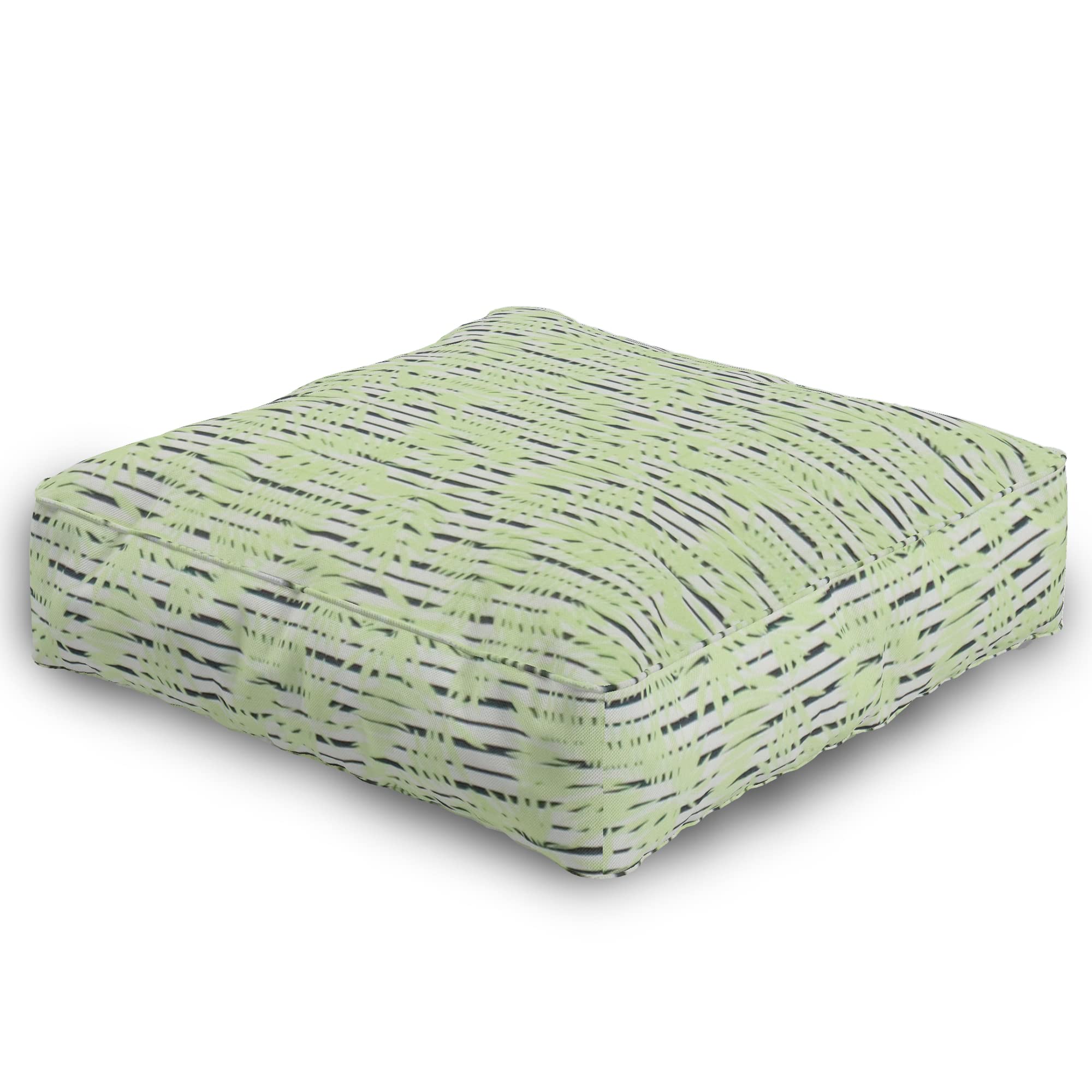 COOZLY Zippered 2 Inch Height Foam Floor Cushions | 2 Inch Height Foam Seat Cushions with Removable Covers 2 Inch Height (Green Bamboo, Large 23 X 23 Inches)