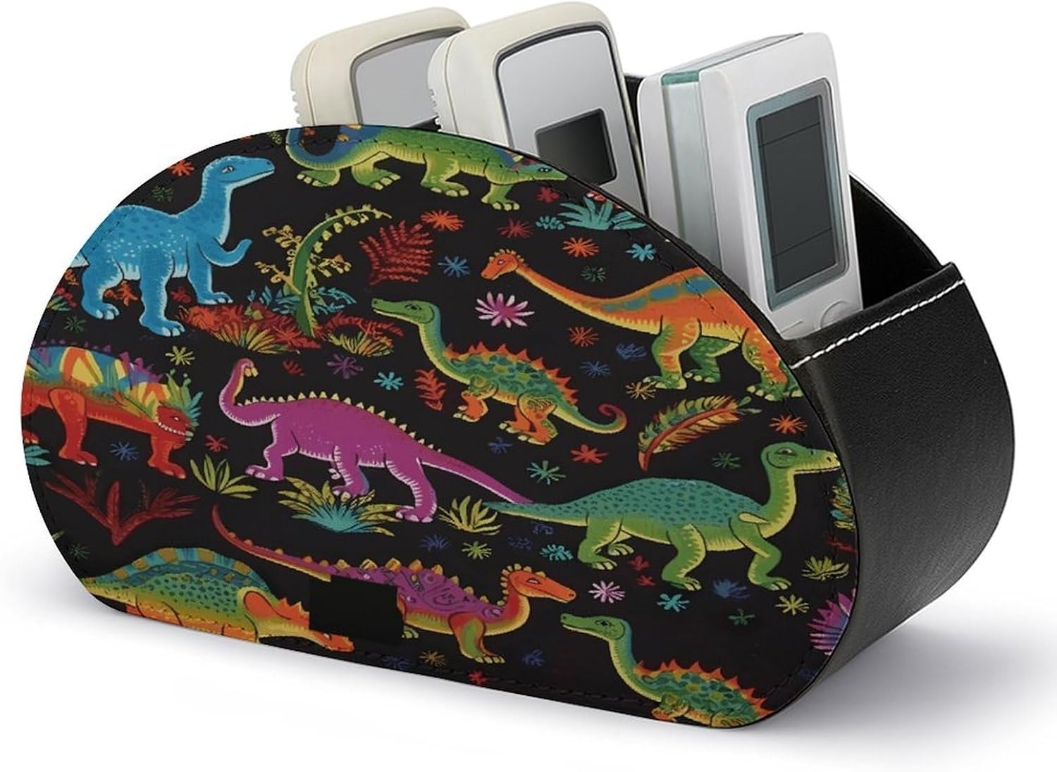 Personalized PU Leather Remote Control Holder with 5 Compartments