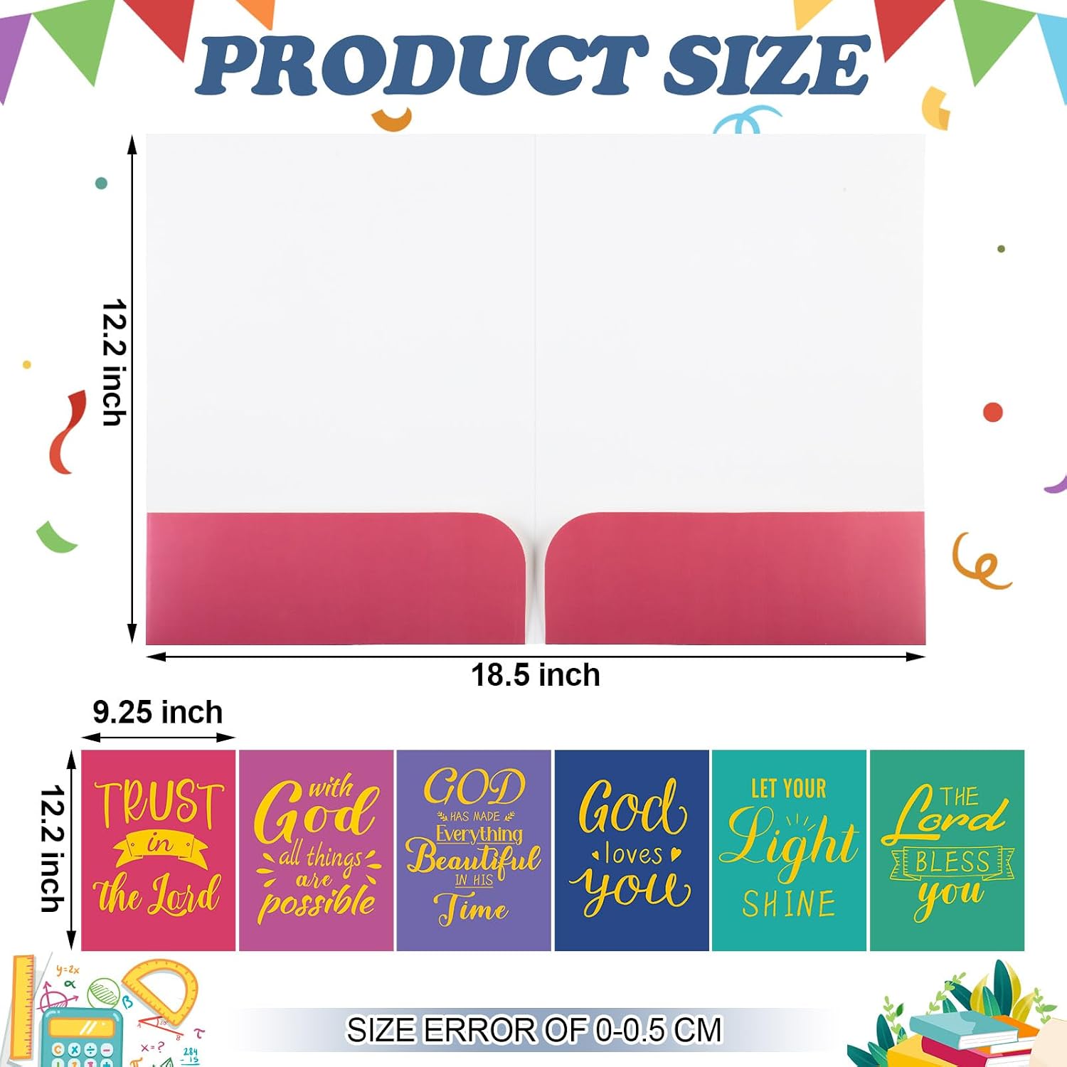 Kisston 18 Pack Faith Scripture File Folders Letter Size, 9. 3 x 12. 2 Inches, Two Pocket Religious Decorative File Folders with Inspirational Sayings for Homework School Office Bulk, A4 Letter Size