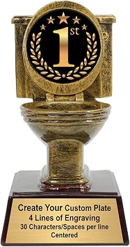 Decade Awards Gold Toilet Bowl Trophy - 6 Inch Tall | Engraved Toilet Award with Optional Themed Inserts - Customize Now