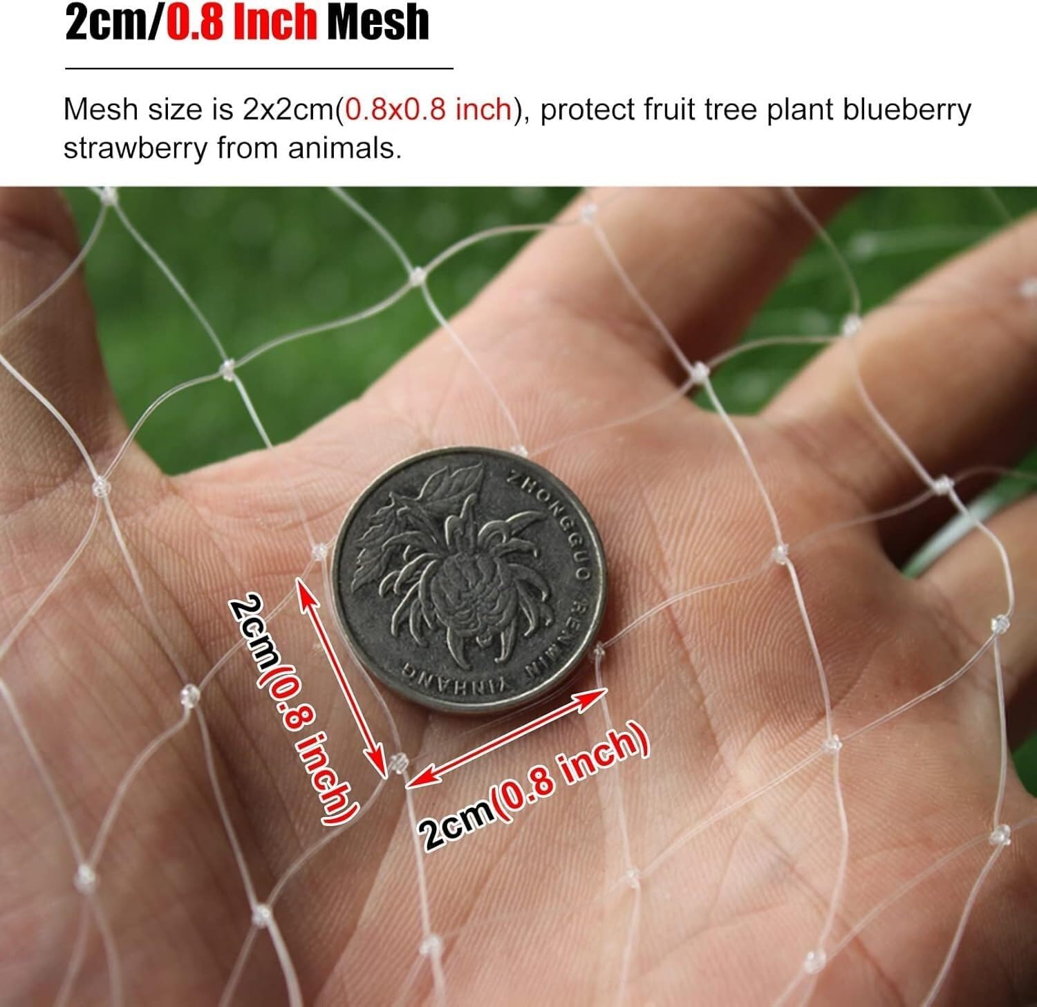 Heavy Duty Bird Fruit Tree/Plant Netting/Strawberry Large White Plastic Garden Fence Animal Fence Temporary Fence Chicken Fence(10x10m/32.8x32.8ft)