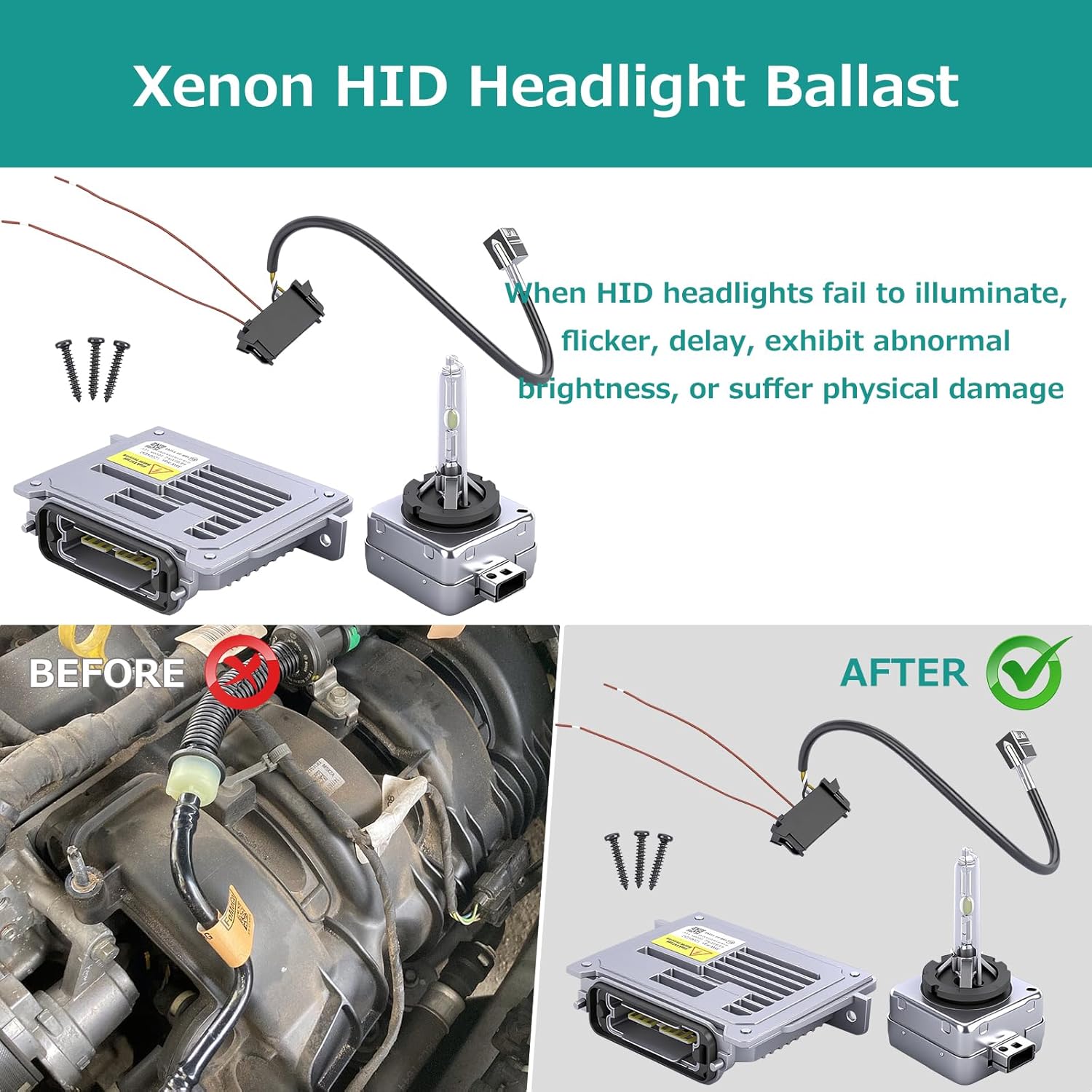 Xenon Headlight Ballast Unit Compatible for Enclave 2013 2014 2015 2016 2017 Replaces 22840414 89089352, LR014114, 31297941, 31297942, C2D5271, 68222897AA, 13587843, 13503432