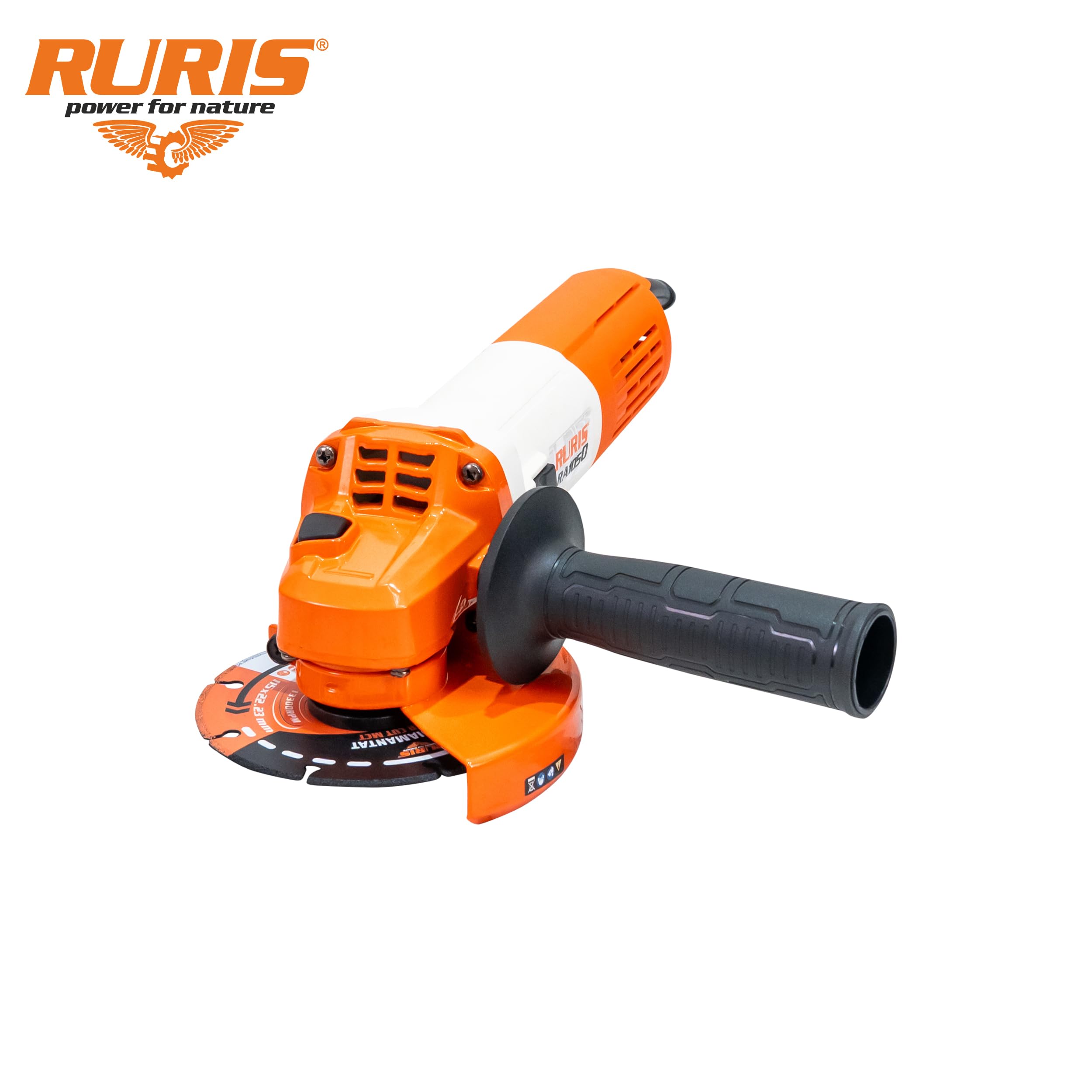 RURIS Meuleuse d’angle électrique RA1050 1050W, disque 125 mm, 11000 tr/min, système Power Off, outil polyvalent pour coupe et meulage métal, béton, pierre, bois