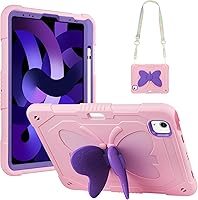 Vista 8 de WESADN Funda para iPad Air de 5ª generación para iPad Pro de 11 pulgadas, 4ª/3ª/2ª/1ª con protector de pantalla/atril de mariposa