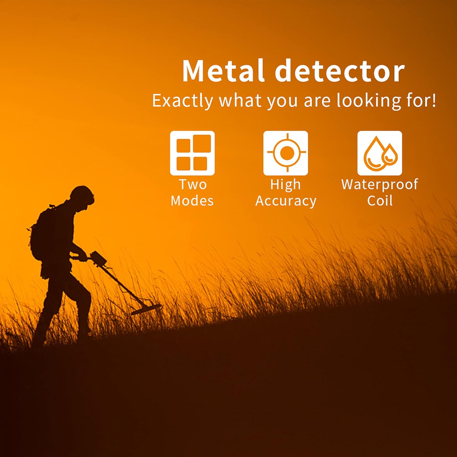 MD-4030 Metal Detector with icons for Two Modes, High Accuracy, Waterproof Coil
