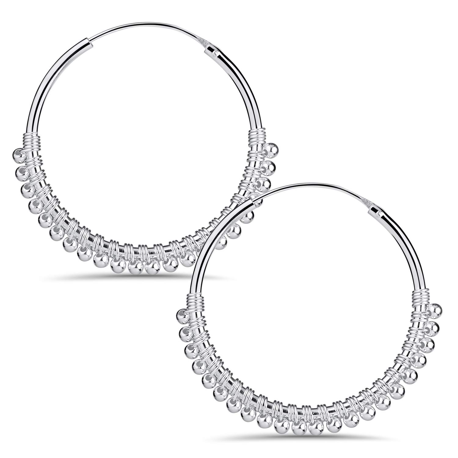 MATERIA Damen Ohrringe Creolen Silber 925 mit Anhänger Kugeln - Ohrschmuck orientalisch in 20 und 30mm