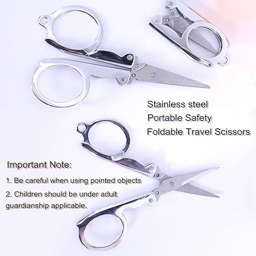 Miniatura 4 de Tijeras plegables, mini tijeras de viaje portátiles, tijeras pequeñas plegables de seguridad para manualidades, cortador telescópico de acero