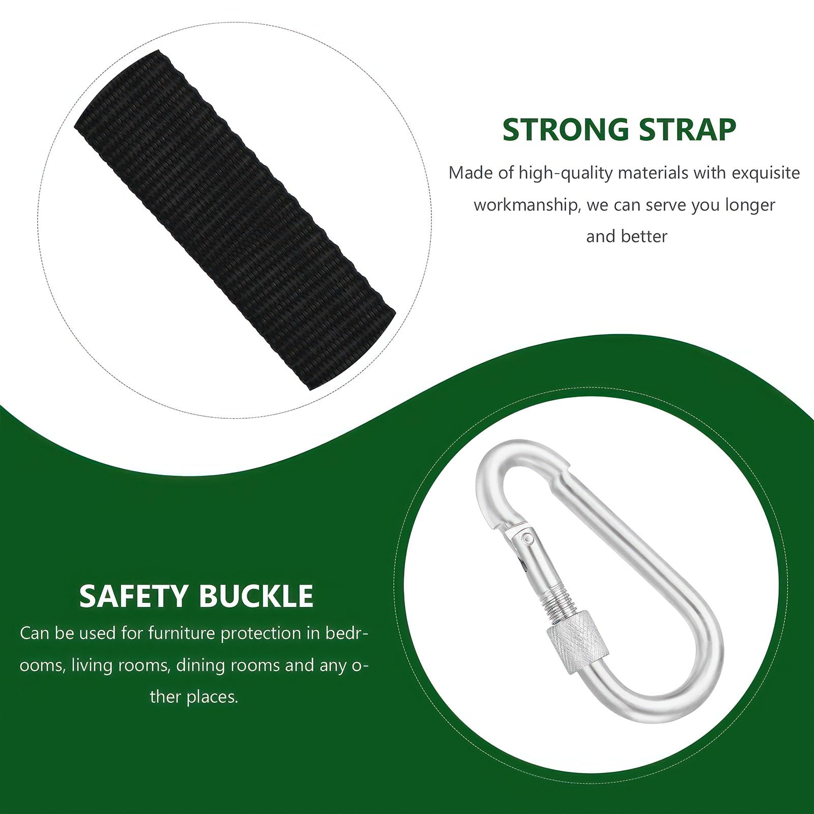 Set di Sangle Hamac 50 cm x 25 mm Sangles de Suspension pour Balançoire Arbre avec Mousquetons et Anneaux en D