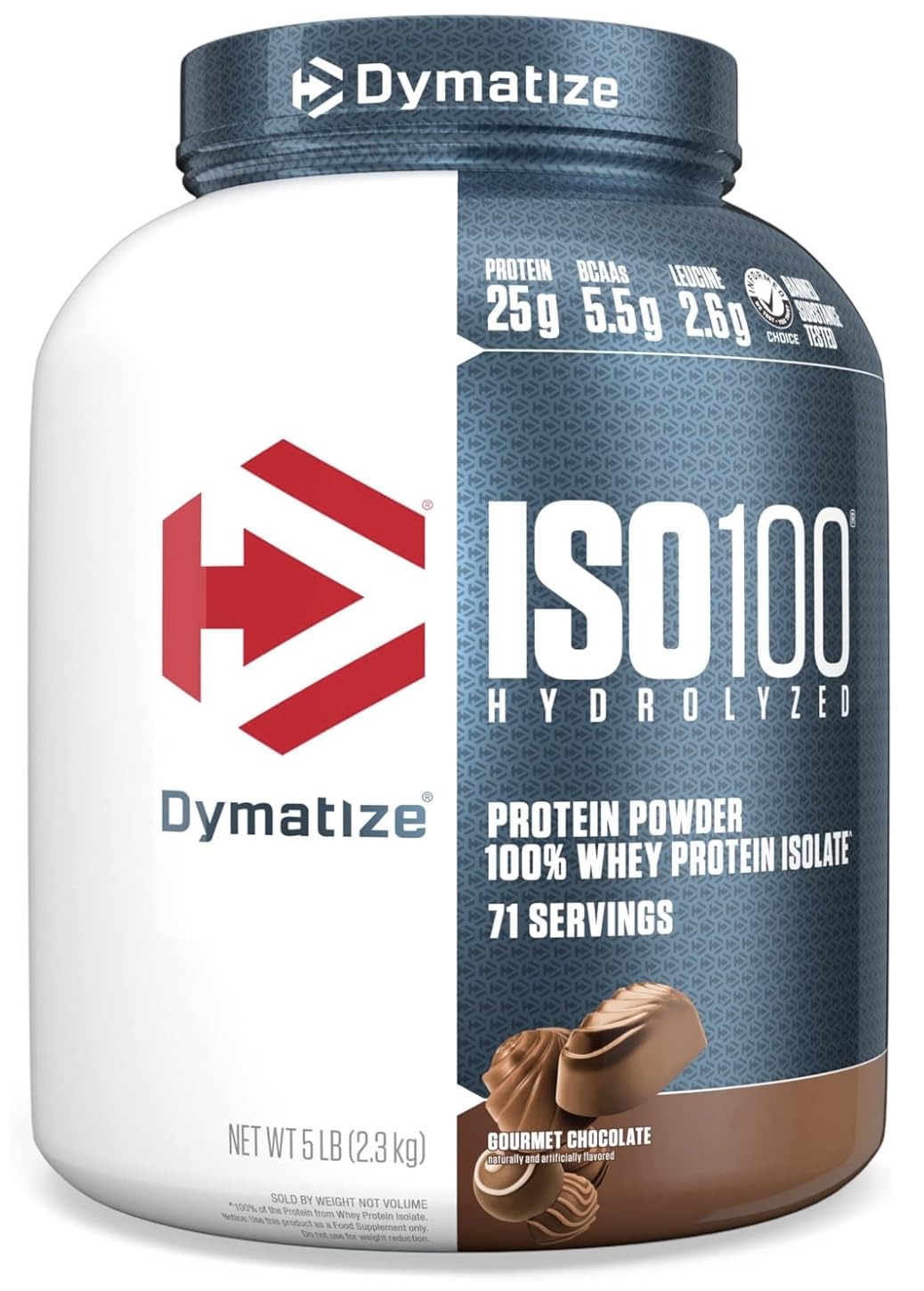 Dymatize ISO 100 Proteína Hydrolyzed 5 Lbs Chocolate.