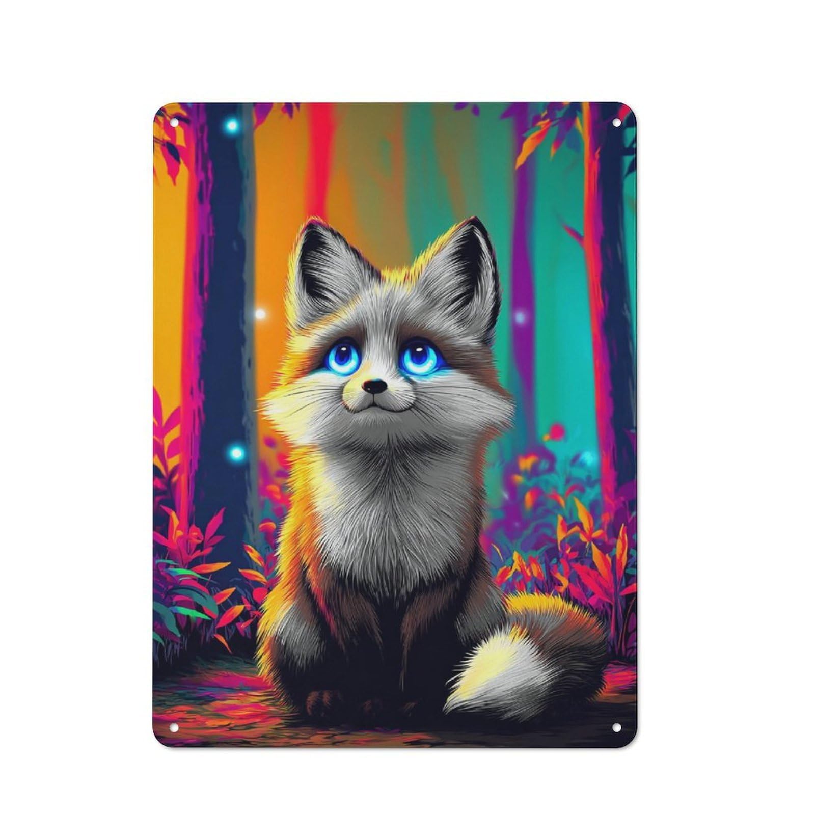 Magical Forest Fox -6 Smart Metal Wall Decor 40x30cm, Office Metal Sign for Office, Study, Studio Or Hallway