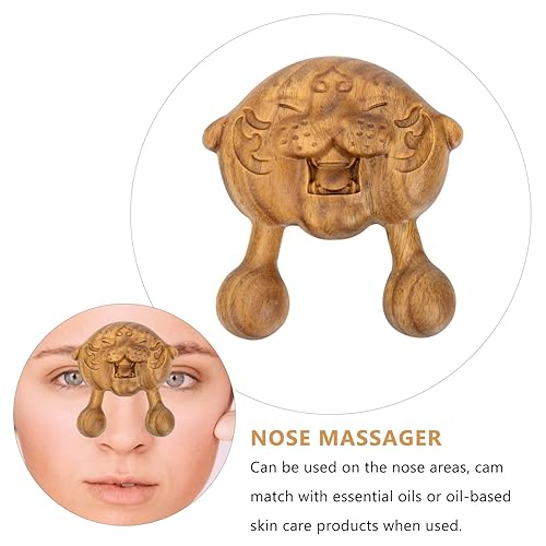 Miniatura 5 de Lurrose Masajeador de nariz de sándalo y cara, rodillo de punto de activación, masajeador de punto de acupuntura facial para antienvejecimiento,