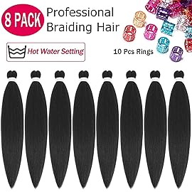 Alrence Pre Stretched Braiding Hair Long Braid 20 Inch 8 Packs Professional Braiding Hair Extensions Synthetic Crochet Twist Braids (20 Inch, 2)