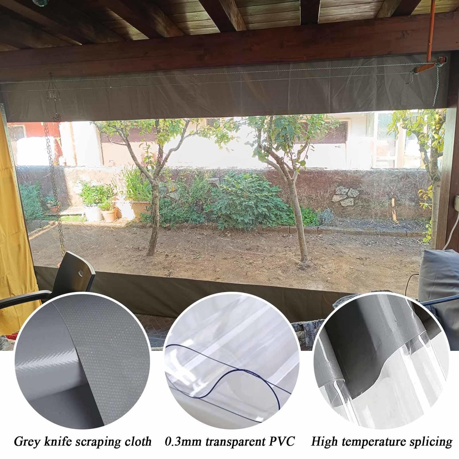 Pannelli laterali impermeabili in PVC trasparente per tettoie da esterno, resistenti alle intemperie, con occhielli, confezione da 2, 1,2 x 2 m, ideali per feste, eventi e protezione dalle intemperie.