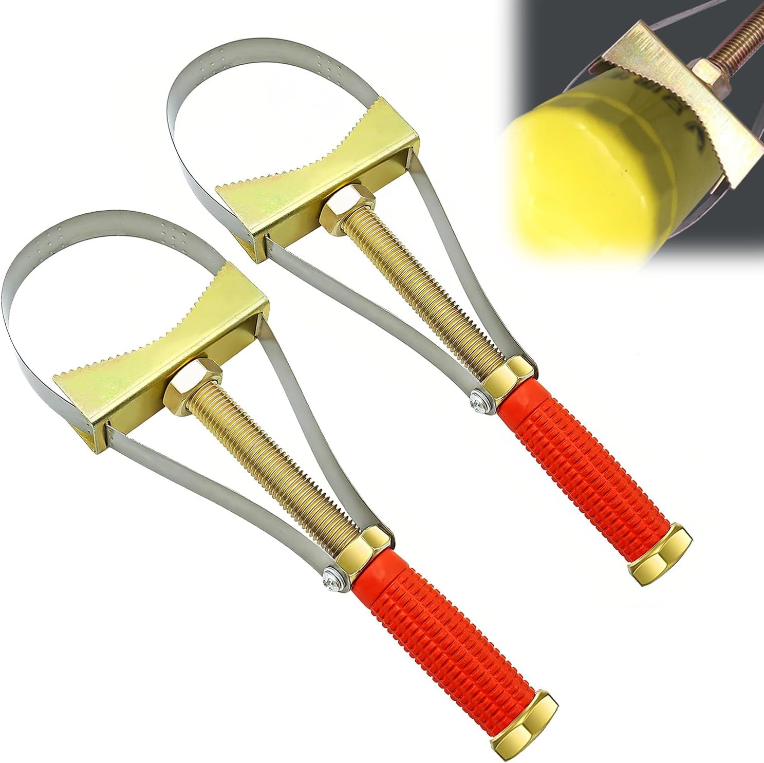 Heavy Duty Oil Filter Wrenches,Truck, Tractor, Excavators, Adjustable Strap 9-15cm Diameter Adjustable Oil Filter Wrench Removal Tool, Strap Wrench for Larger Size Oil Filters, (Big+Small)