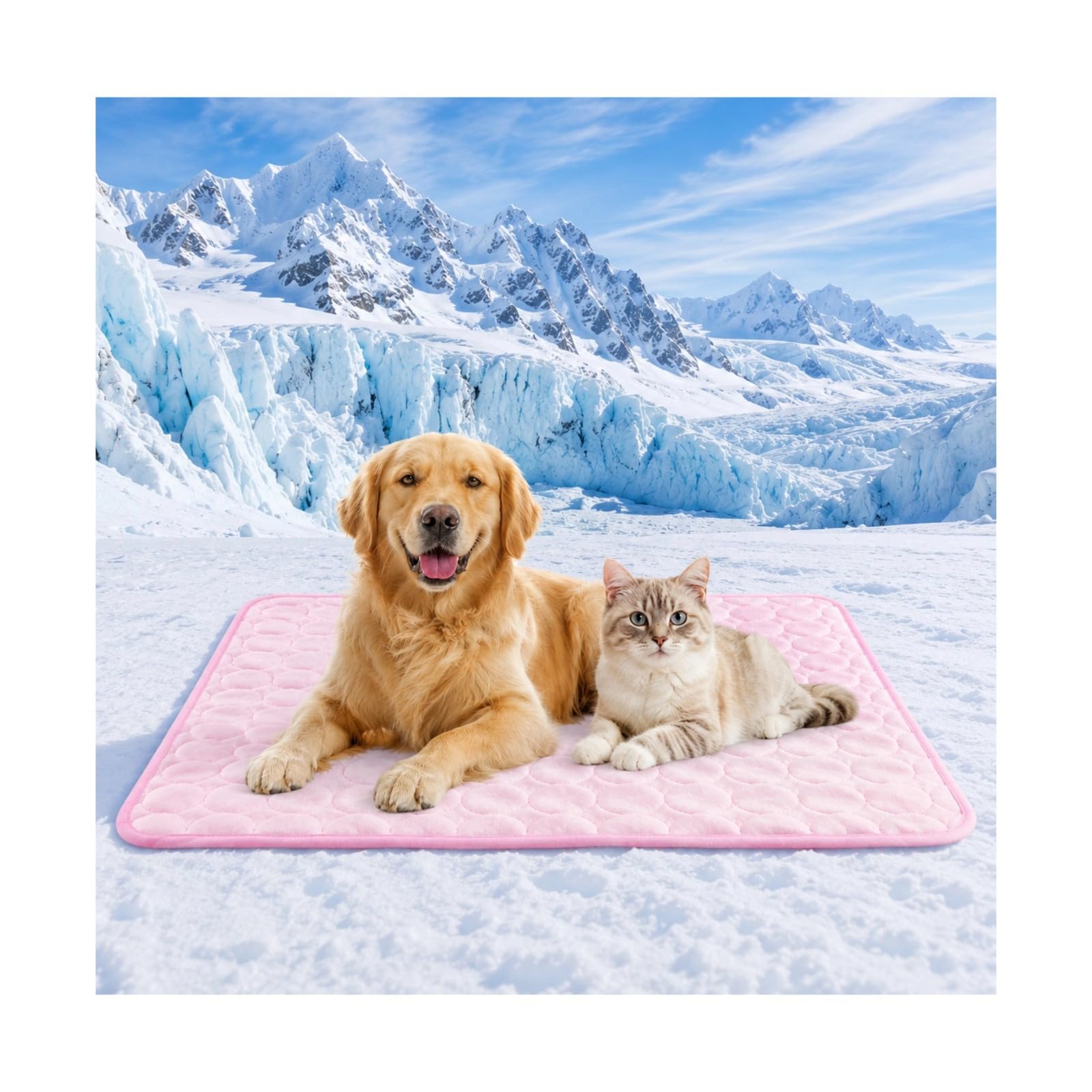 Pet Cooling Mat, Breathable Summer Mat for Pets, Portable & Washable Non-Slip Pet Pad, Suitable for Indoor, Outdoor, Crate, Cat Bed Pink 70 * 55cm