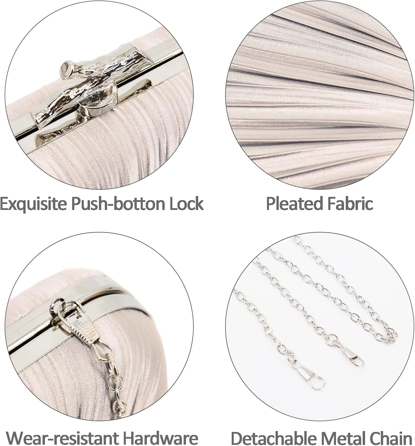 Clutch Purse for Women, Evening Bag with Removable Chain Strap Elegant Handbag for Wedding/Prom/Cocktail/Party - Image 3