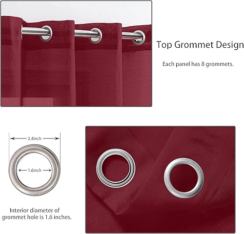 Miniatura 2 de July Joy Cortinas semitransparentes con aspecto de lino para dormitorio, sala de estar con ojales, cortinas de gasa sólida filtrantes de luz, juego